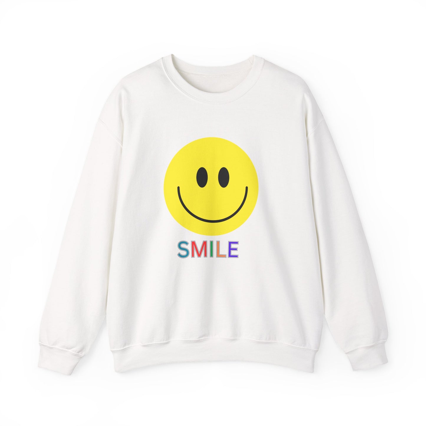 Smile Graphic Crewneck Sweatshirt, Unisex Smile Sweater, Cozy Gift for Him/Her, Cute Loungewear, Positive Vibes Apparel