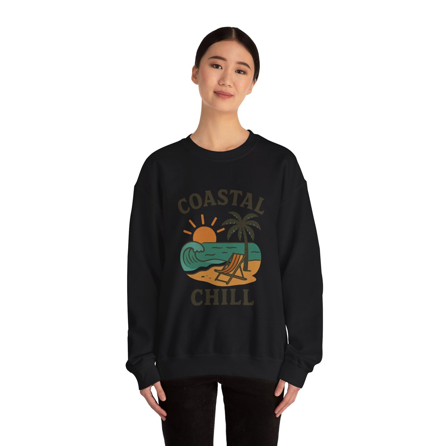 Coastal Chill Crewneck Sweatshirt - Perfect for Beach Lovers, Summer Vibes, Relaxation, Gifts, Outdoor Adventures