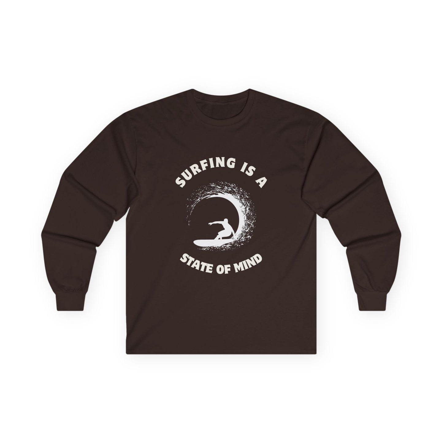 Surfing Spirit Long Sleeve Tee, Surf T-Shirt, Beachwear, Casual Wear, Gift for Surfers, Ocean Lover Tee.