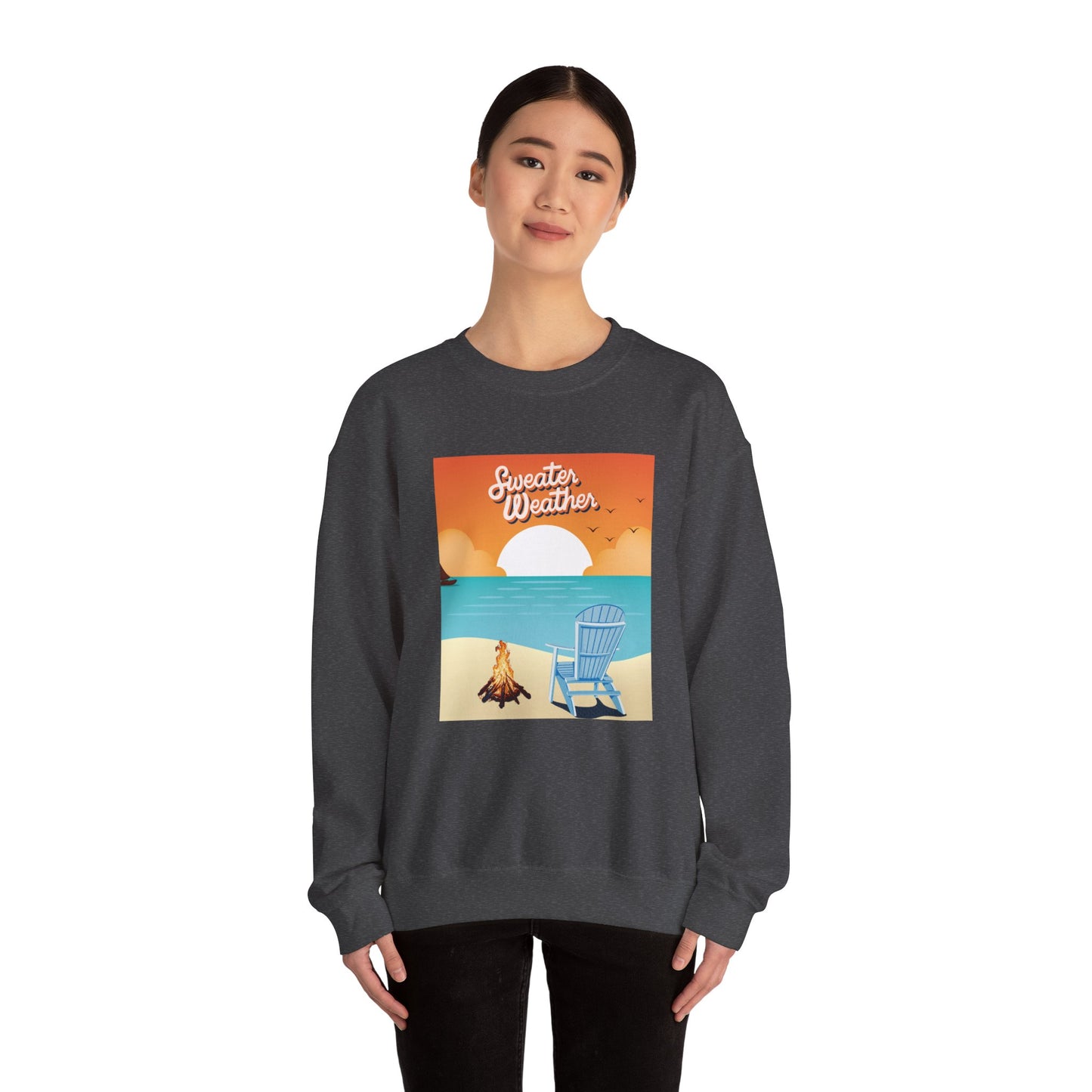 Cozy Beach Vibes Crewneck Sweatshirt - Perfect for Autumn Outings, Sweatshirt Weather, Unisex Gift, Warm Layering