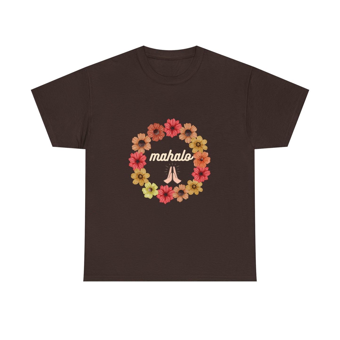 Mahalo Floral Unisex Heavy Cotton Tee | Comfortable Graphic Tee, Casual Wear, Gift for Friends, Summer Vibes, Beach Day Essential