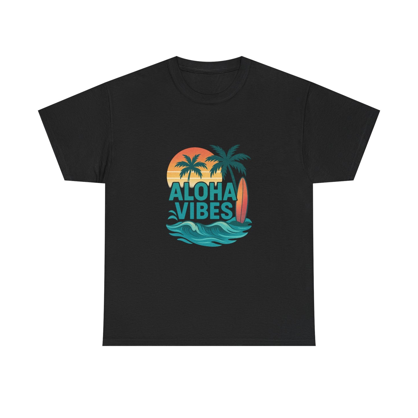 Aloha Vibes Unisex Heavy Cotton Tee, Beach Shirt, Summer T-Shirt, Vacation Apparel, Gift for Men and Women