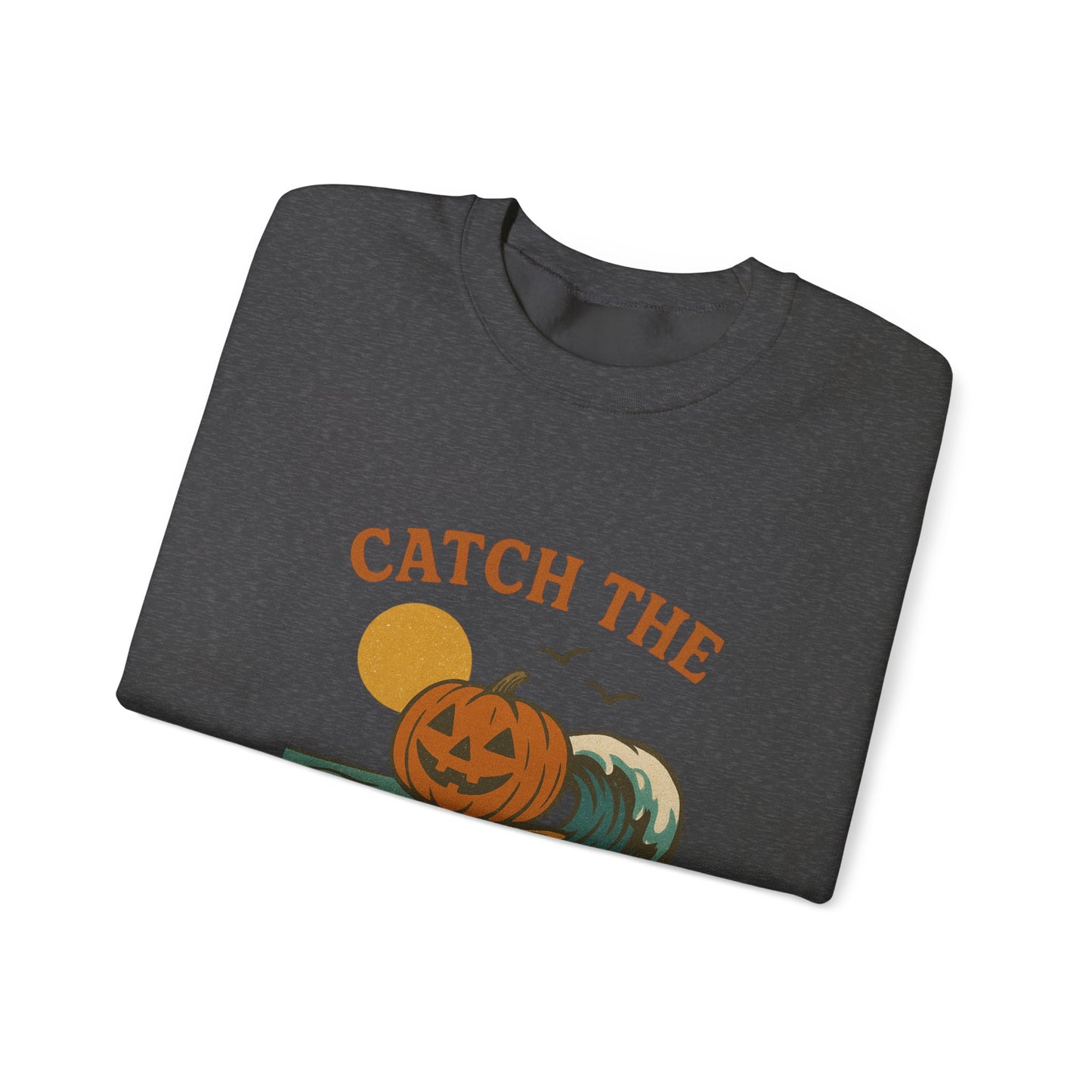 Catch the Pumpkin Waves Crewneck Sweatshirt | Cozy Fall Hoodie for Halloween, Gift for Pumpkin Lovers, Autumn Fashion, Casual Wear