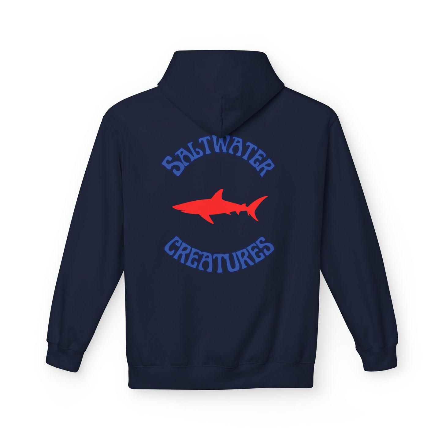 Saltwater Creatures Fleece Hoodie, Beachwear, Gift for Ocean Lovers, Casual Streetwear, Summer Vibes, Shark Enthusiast Apparel