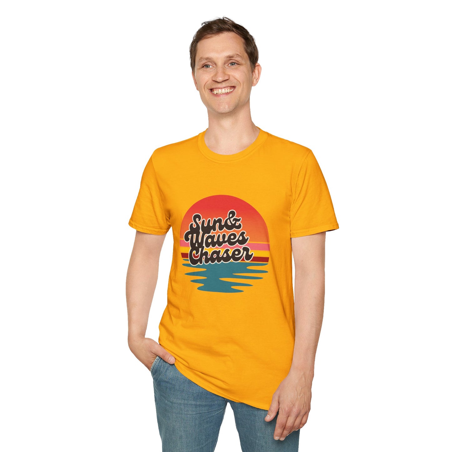 Sun & Waves Chaser T-Shirt, Beach Surf Tee for Men, Beach Surf Tee for Women, Ocean Lover Gift, Summer Vacation Apparel, Summer T-shirt