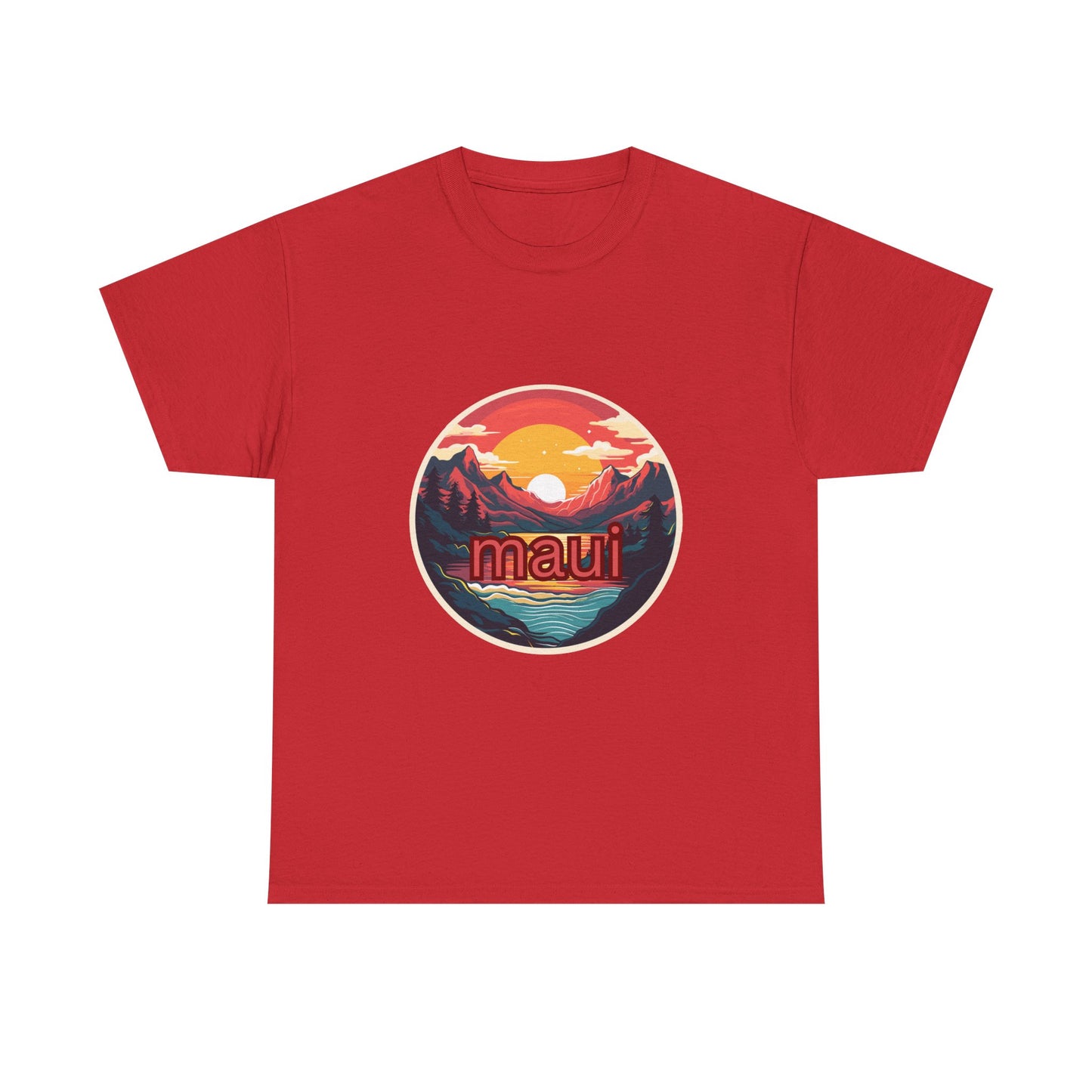 Maui Sunset Unisex Cotton Tee, Casual Wear, Vacation T-Shirt, Beachwear, Gift for Travelers, Summer Style