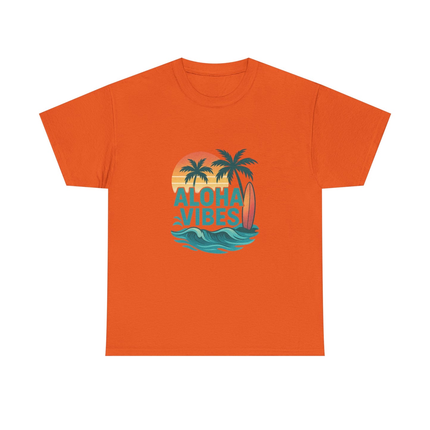 Aloha Vibes Unisex Heavy Cotton Tee, Beach Shirt, Summer T-Shirt, Vacation Apparel, Gift for Men and Women