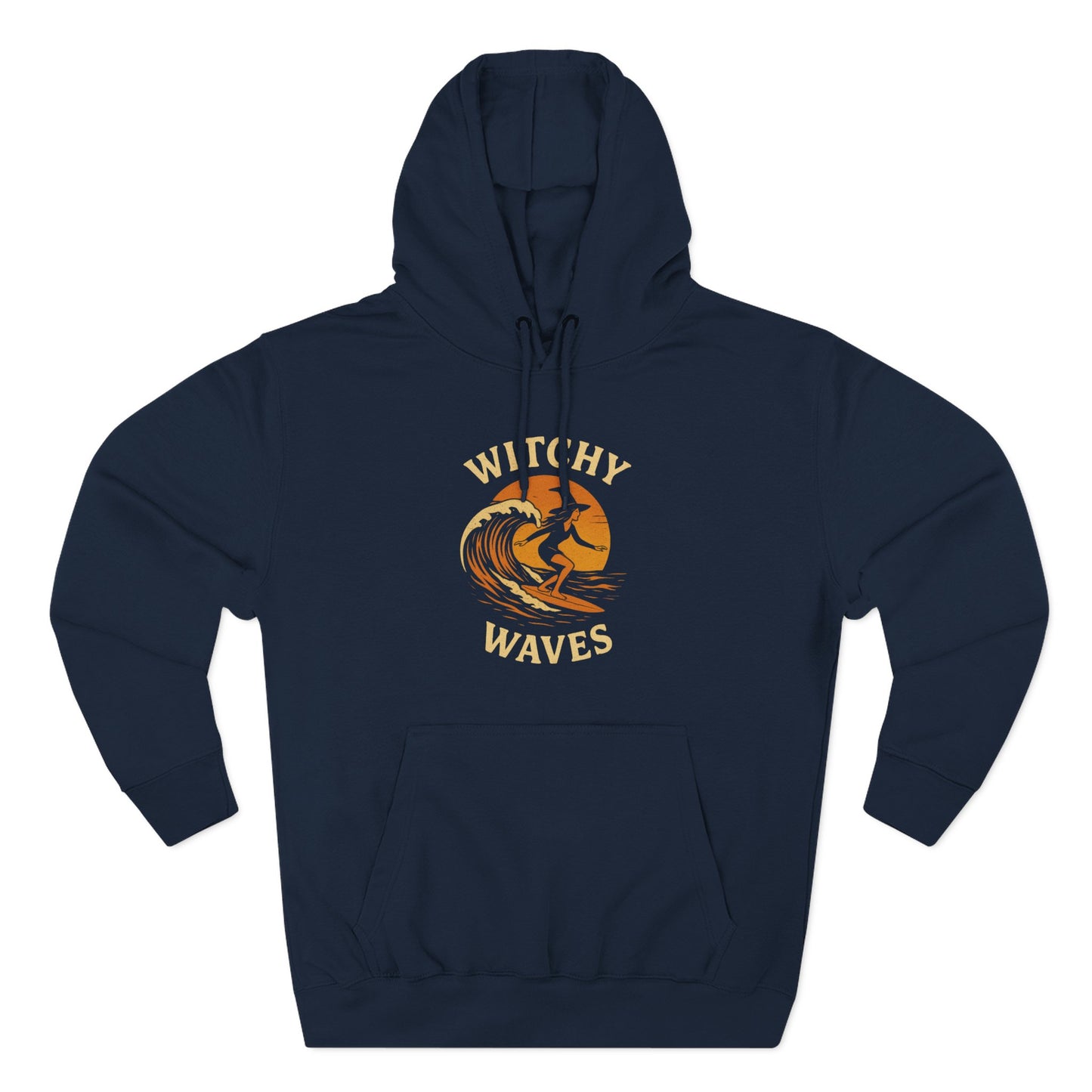 Witchy Waves Fleece Hoodie | Cozy Surfwear, Perfect for Beach Lovers, Gift for Surfers, Fall Fashion, Halloween Apparel