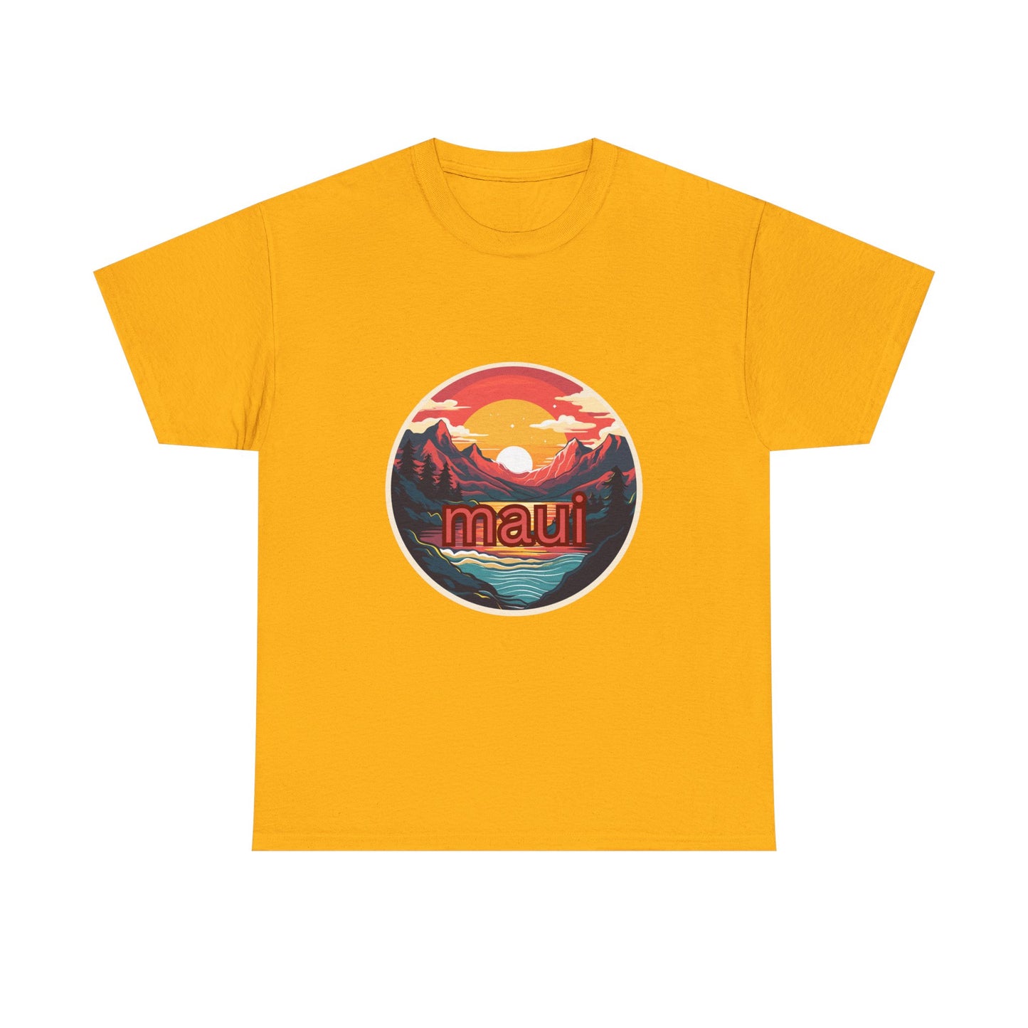 Maui Sunset Unisex Cotton Tee, Casual Wear, Vacation T-Shirt, Beachwear, Gift for Travelers, Summer Style