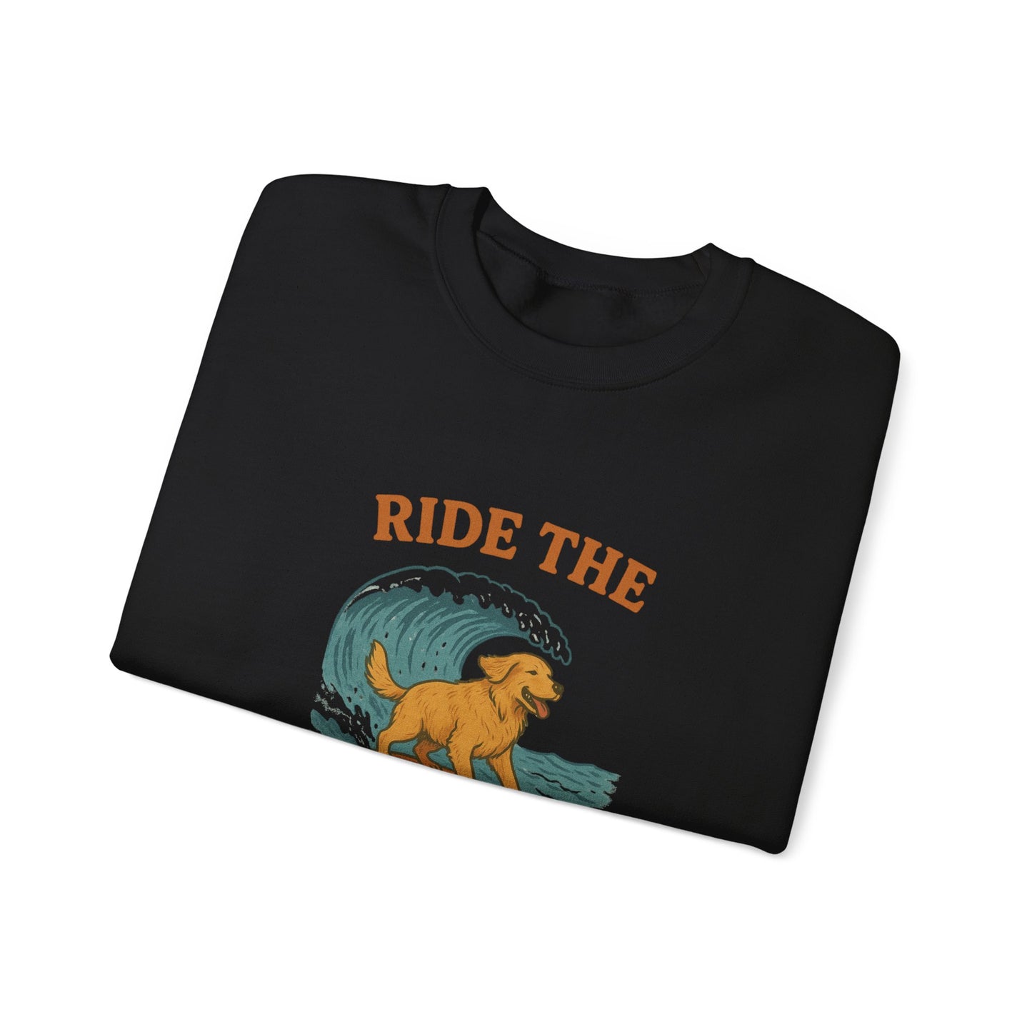 Ride the Wave Dog Sweatshirt, Unisex Crewneck, Pet Lover Gift, Coastal Vibes Apparel, Casual Beachwear, Dog Owner Gift