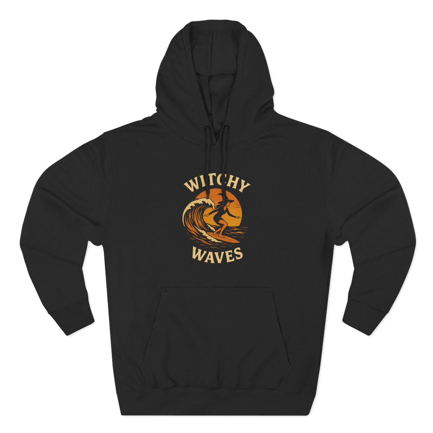 Witchy Waves Fleece Hoodie | Cozy Surfwear, Perfect for Beach Lovers, Gift for Surfers, Fall Fashion, Halloween Apparel