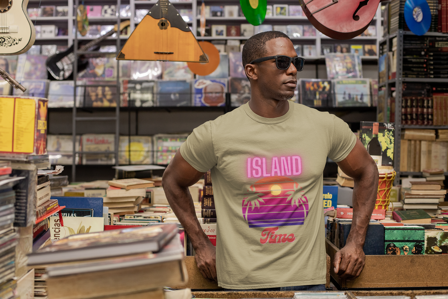 Island Time Men's T-shirt, beach tees, ocean style t-shirt, everyday apparel