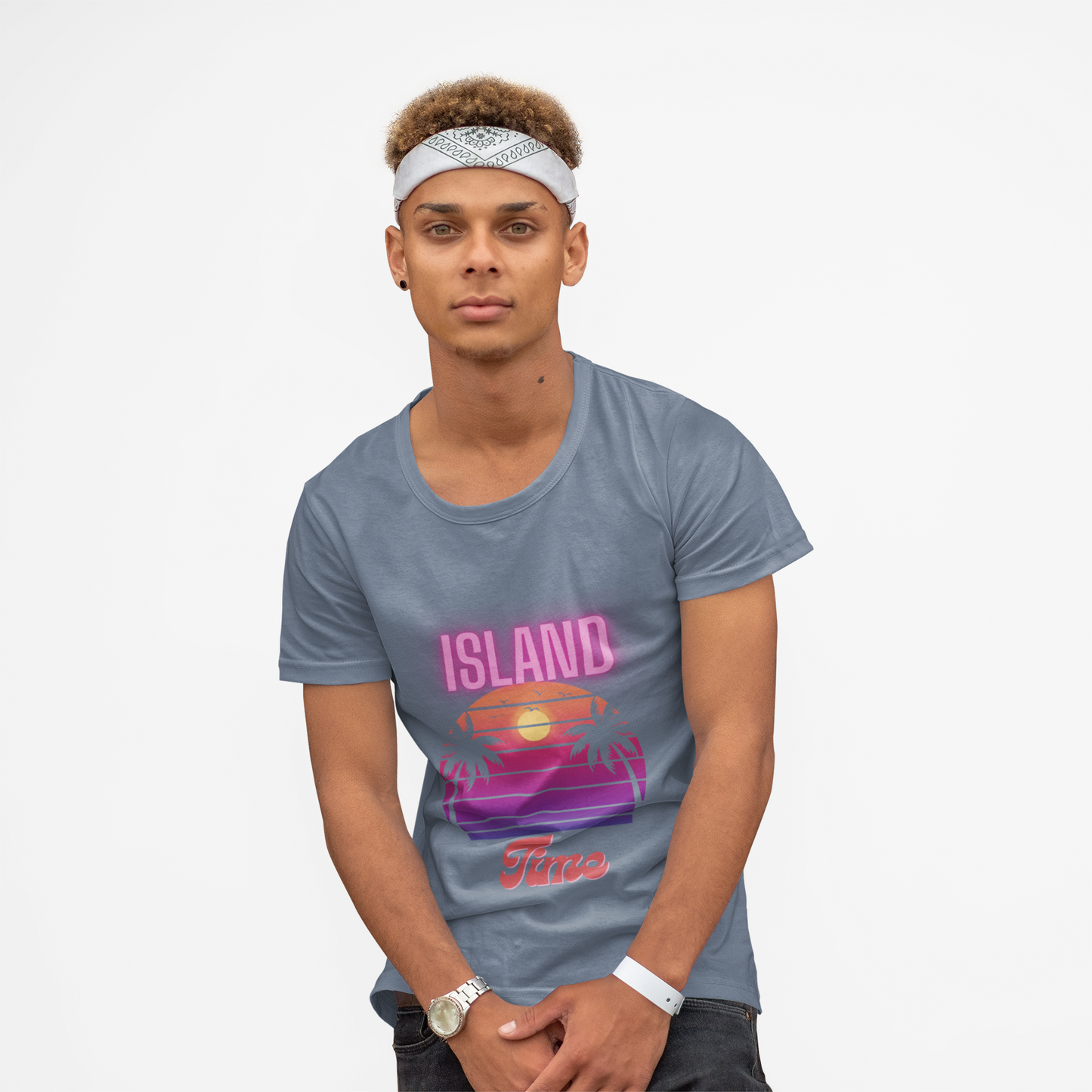 Island Time Men's T-shirt, beach tees, ocean style t-shirt, everyday apparel