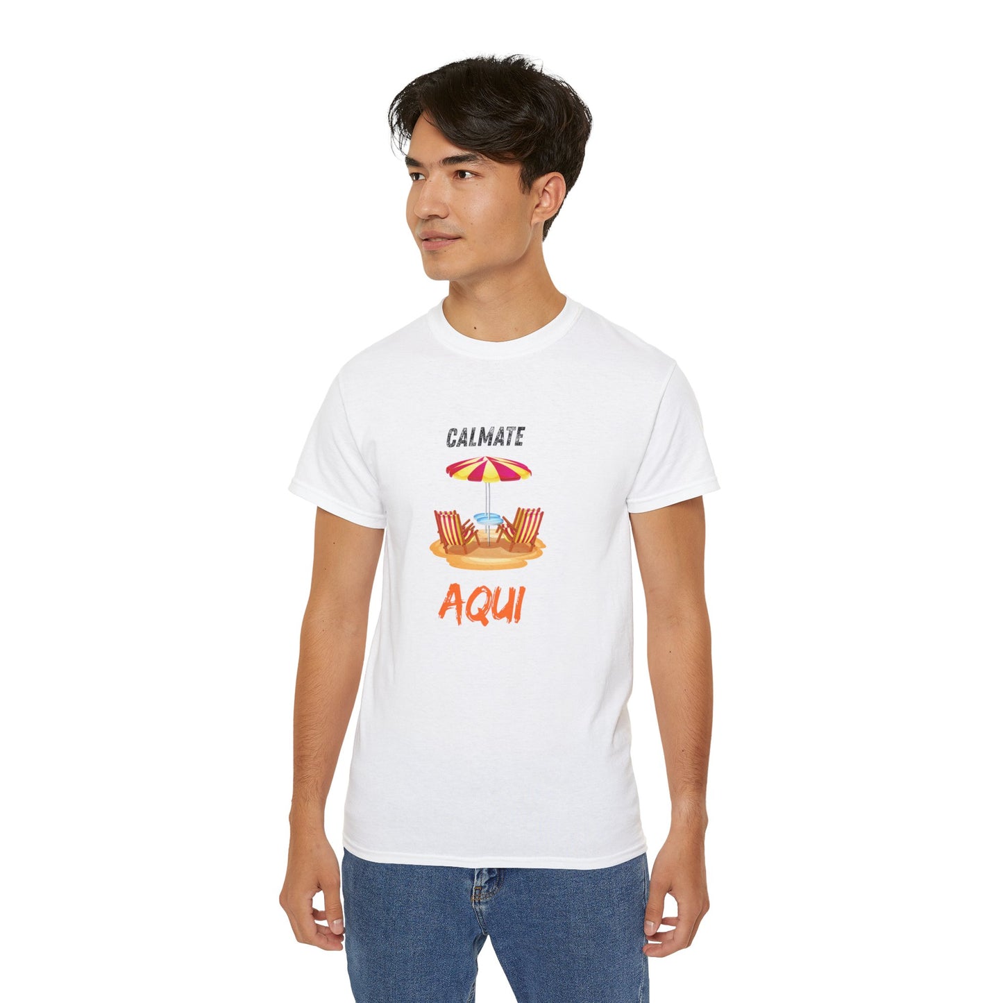 Calmate Aqui Men's T-Shirt, beach vibes, summer shirt, everyday apparel