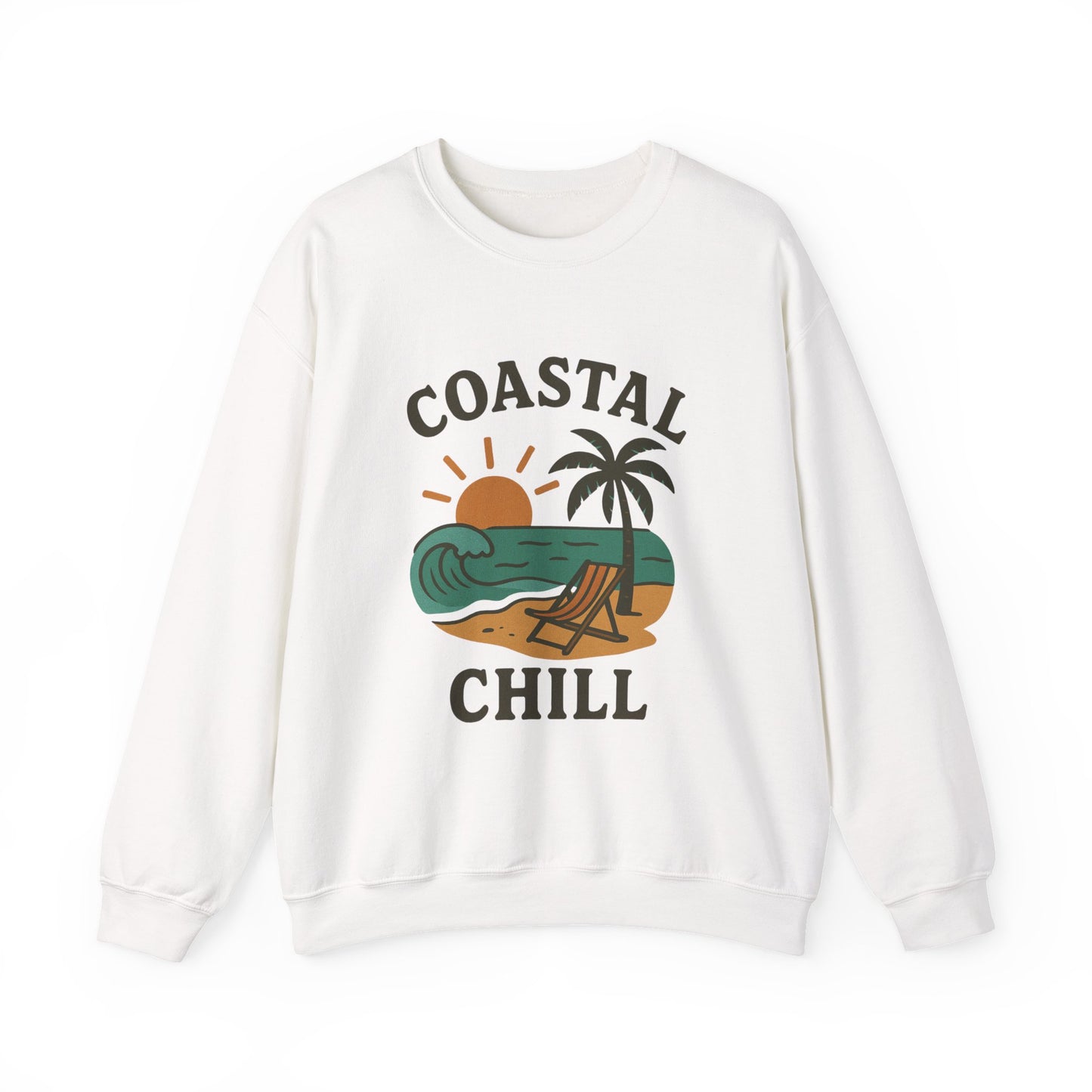 Coastal Chill Crewneck Sweatshirt - Perfect for Beach Lovers, Summer Vibes, Relaxation, Gifts, Outdoor Adventures