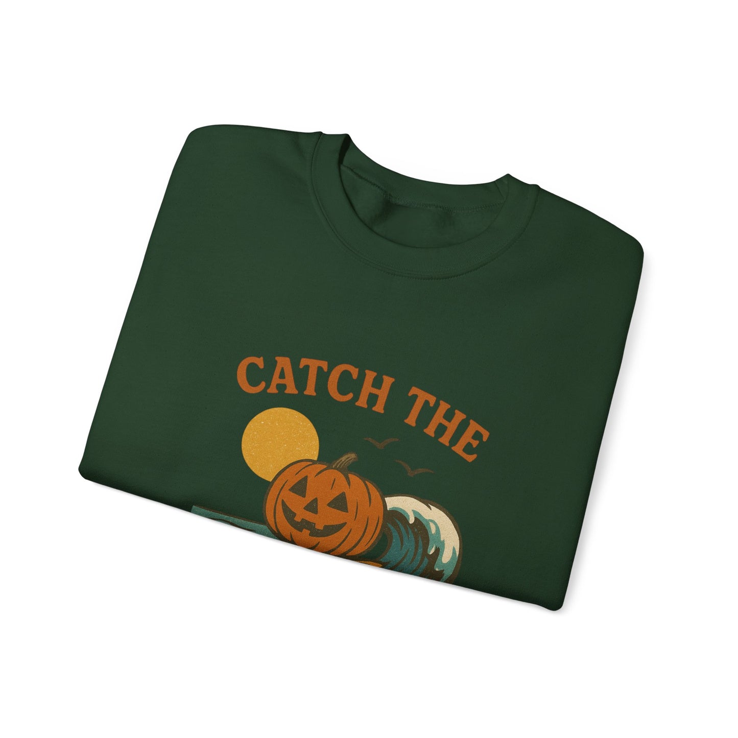 Catch the Pumpkin Waves Crewneck Sweatshirt | Cozy Fall Hoodie for Halloween, Gift for Pumpkin Lovers, Autumn Fashion, Casual Wear