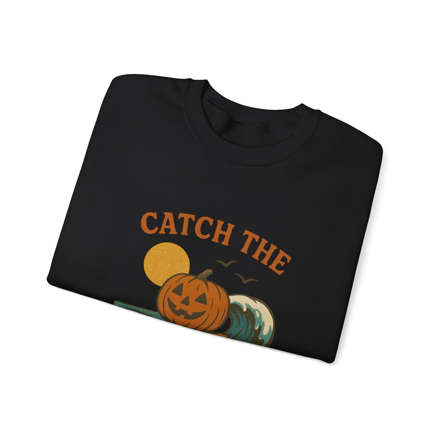 Catch the Pumpkin Waves Crewneck Sweatshirt | Cozy Fall Hoodie for Halloween, Gift for Pumpkin Lovers, Autumn Fashion, Casual Wear