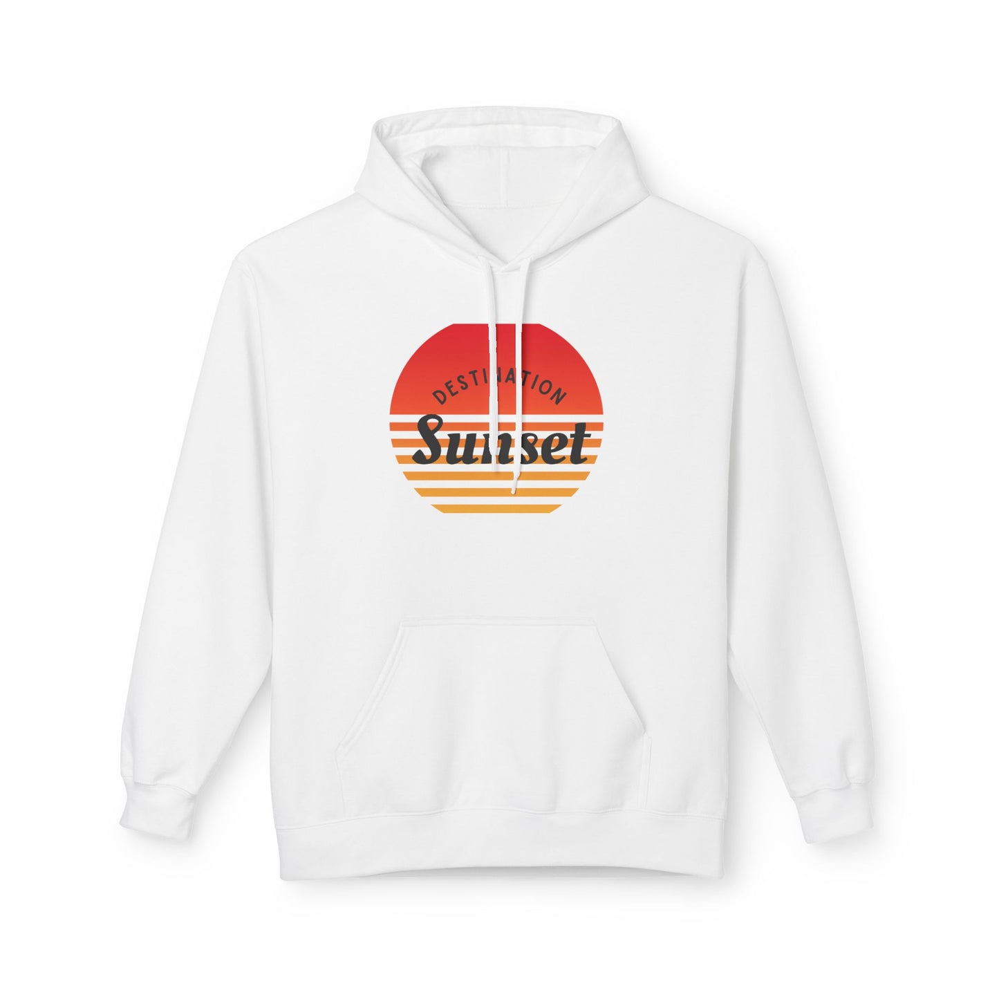 Sunset Destination Hoodie, Unisex Midweight Fleece Hoodie for Beach Lovers, Cozy Autumn Sweatshirt, Gift for Travelers, Summer Vibes Apparel