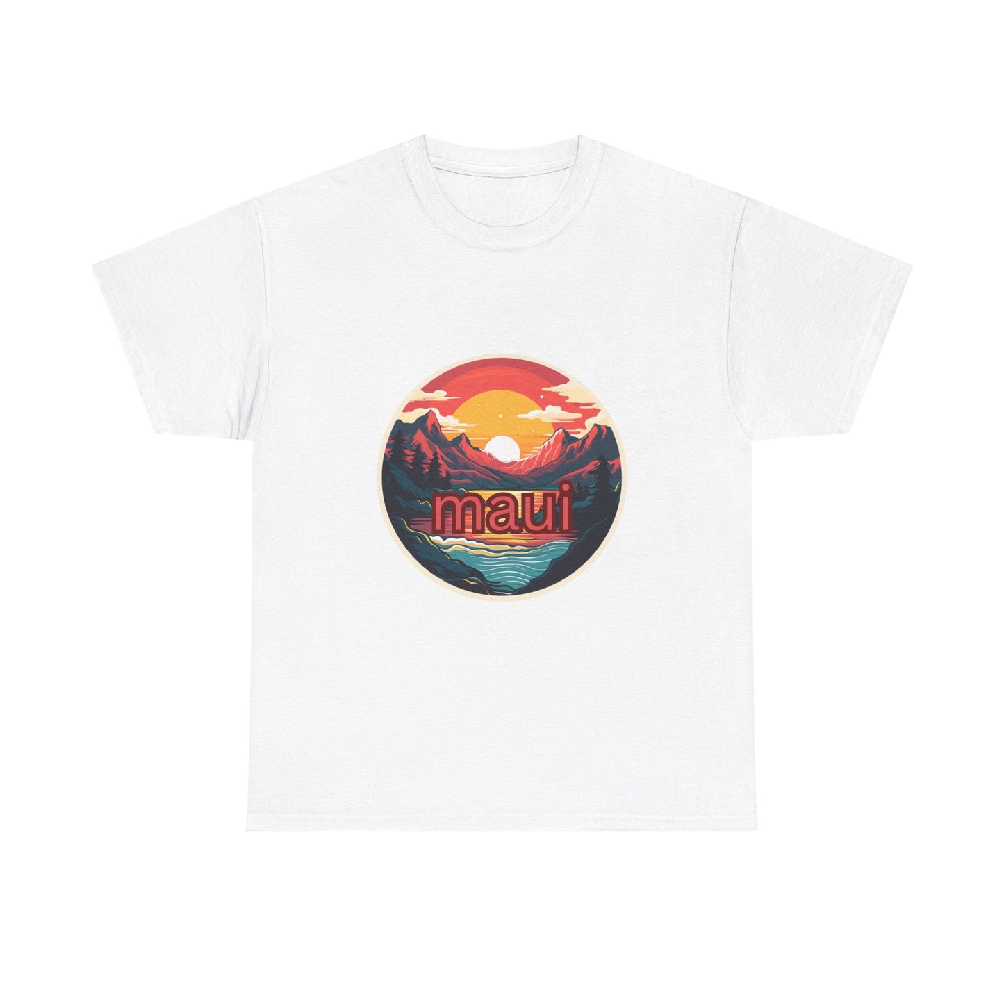 Maui Sunset Unisex Cotton Tee, Casual Wear, Vacation T-Shirt, Beachwear, Gift for Travelers, Summer Style