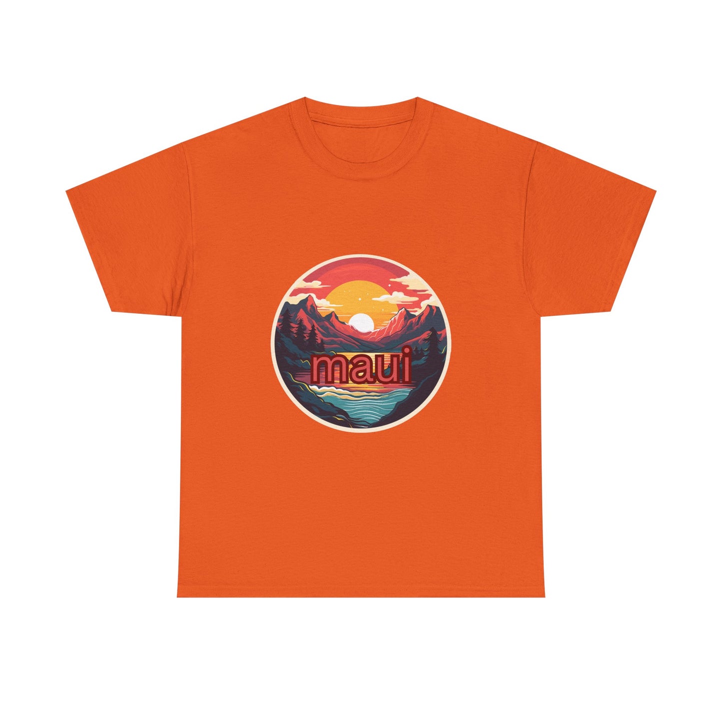 Maui Sunset Unisex Cotton Tee, Casual Wear, Vacation T-Shirt, Beachwear, Gift for Travelers, Summer Style