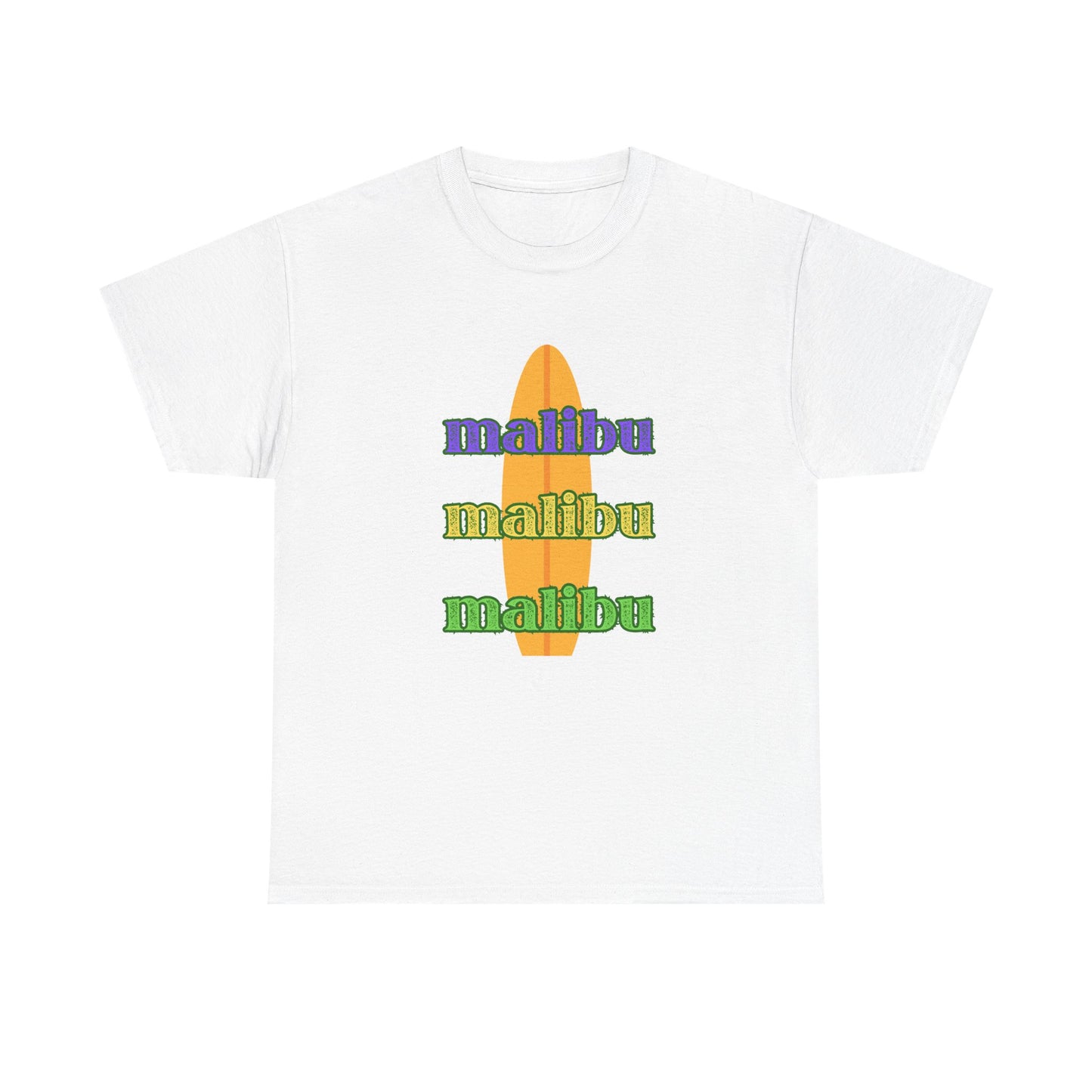 Malibu Vibe Unisex Heavy Cotton Tee | Beachwear, Casual T-Shirt, Surfing Apparel, Graphic Summer Shirt, Gift for Ocean Lovers