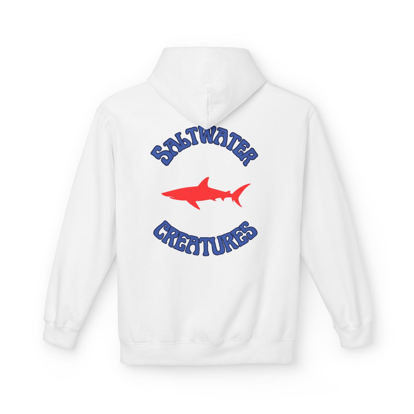 Saltwater Creatures Fleece Hoodie, Beachwear, Gift for Ocean Lovers, Casual Streetwear, Summer Vibes, Shark Enthusiast Apparel