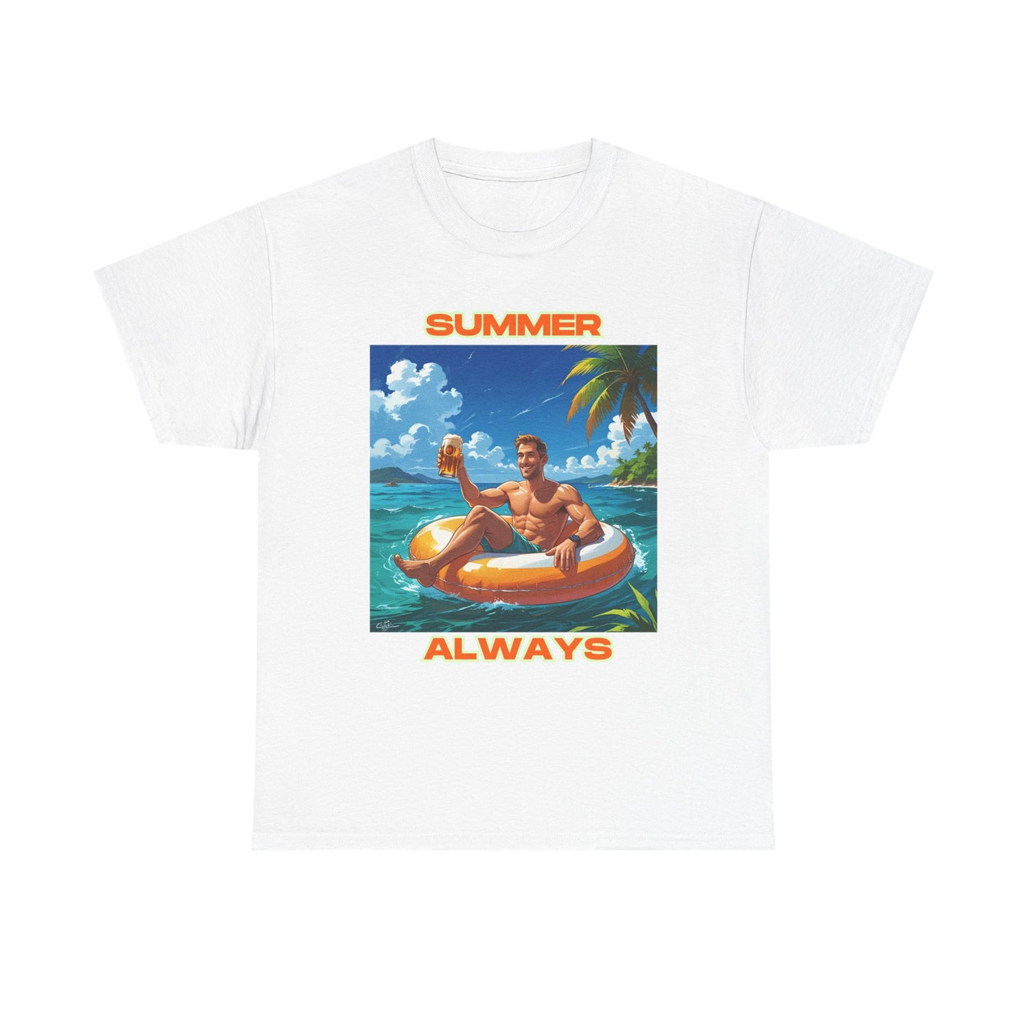 Summer Always Men's T-shirt, fun t-shirt, silly tees, beach style, relaxing mode
