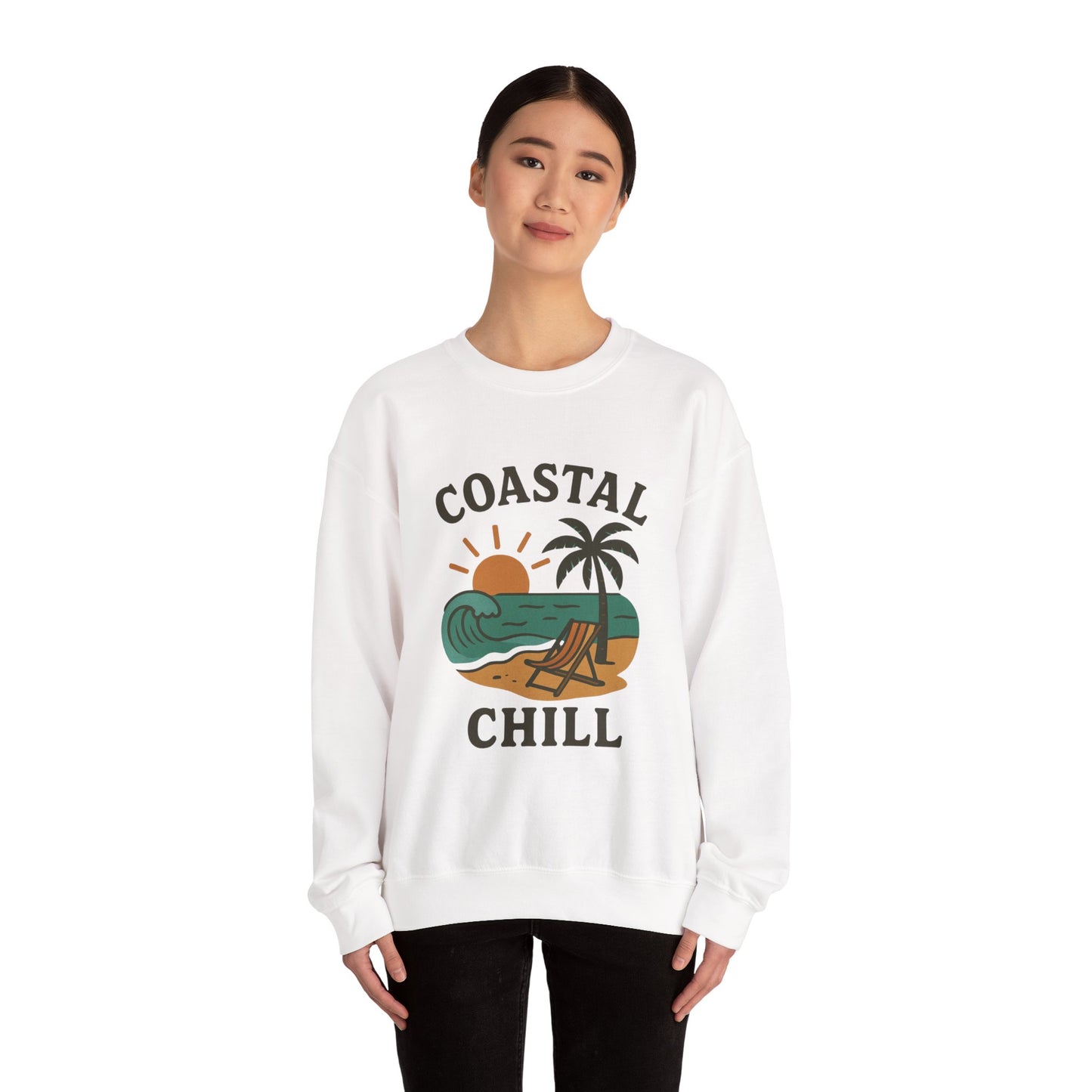 Coastal Chill Crewneck Sweatshirt - Perfect for Beach Lovers, Summer Vibes, Relaxation, Gifts, Outdoor Adventures