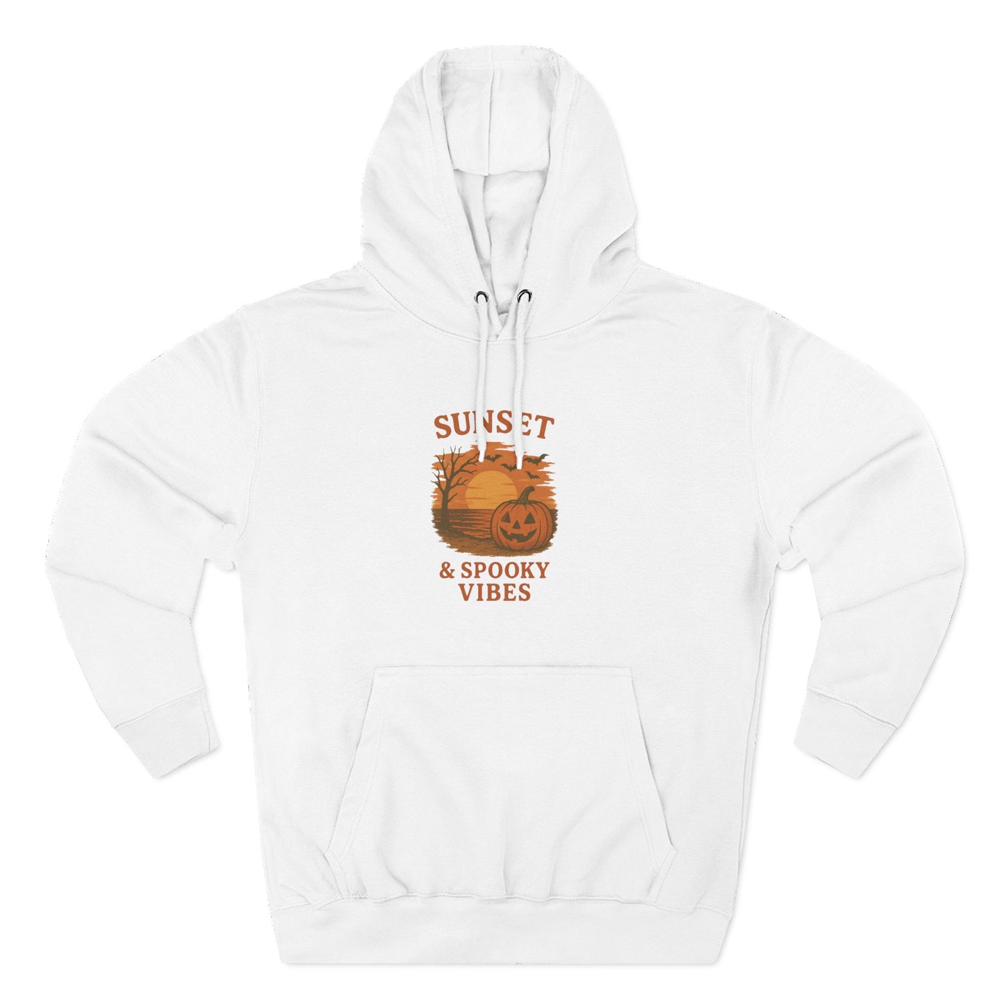 Cozy Halloween Hoodie, Spooky Sunset Fleece Pullover for Fall, Pumpkin Illustrative Sweater, Autumn Gift, Halloween Outfit