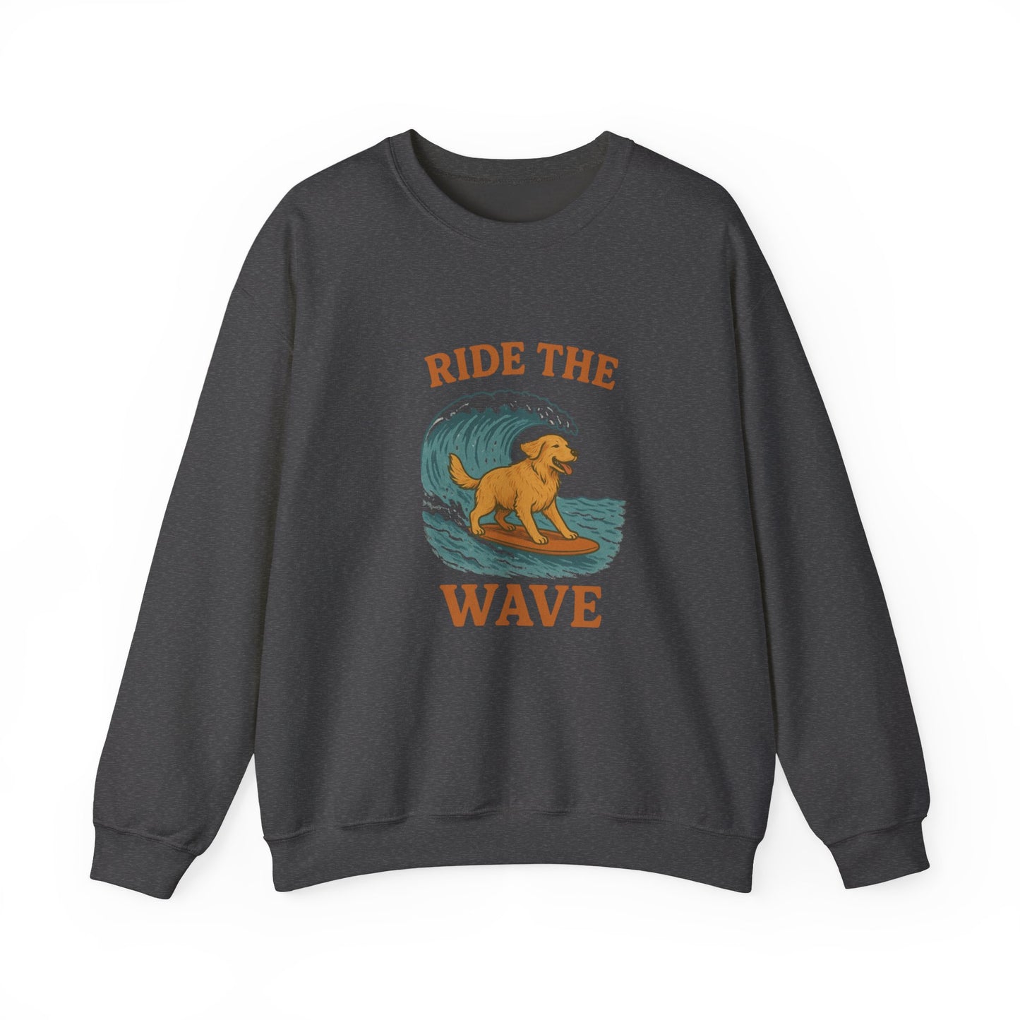 Ride the Wave Dog Sweatshirt, Unisex Crewneck, Pet Lover Gift, Coastal Vibes Apparel, Casual Beachwear, Dog Owner Gift