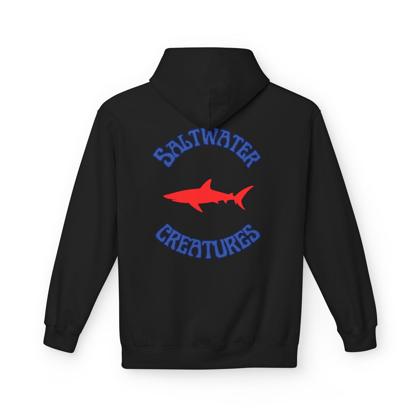 Saltwater Creatures Fleece Hoodie, Beachwear, Gift for Ocean Lovers, Casual Streetwear, Summer Vibes, Shark Enthusiast Apparel