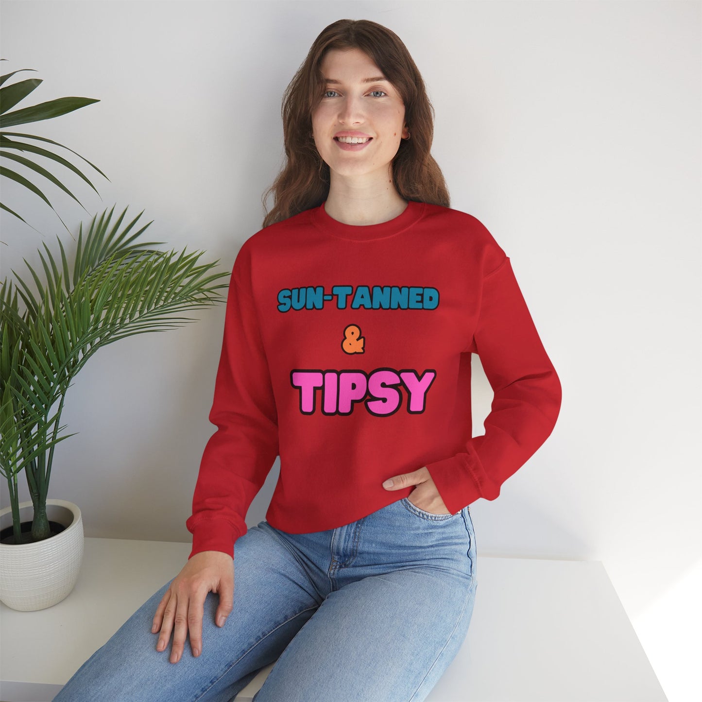 Sun-Tanned & Tipsy Sweatshirt - Summer Vibes, Unisex Pullover, Gift for Friends, Beachwear, Casual Style, Party Ready