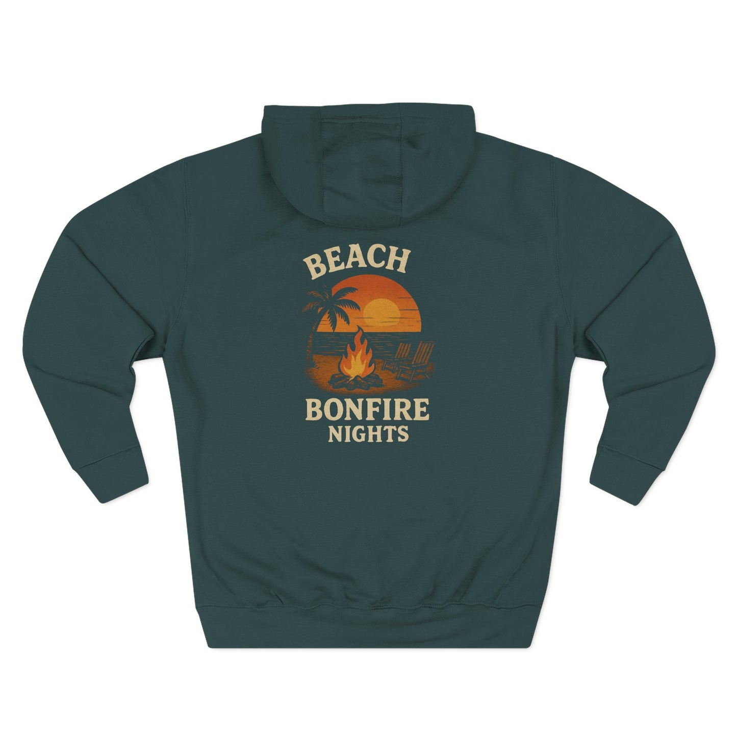 Beach Bonfire Nights Hoodie | Cozy Fleece Sweatshirt for Casual Outings, Summer Gatherings, Beach Lovers, Gift Ideas, Outdoor Events
