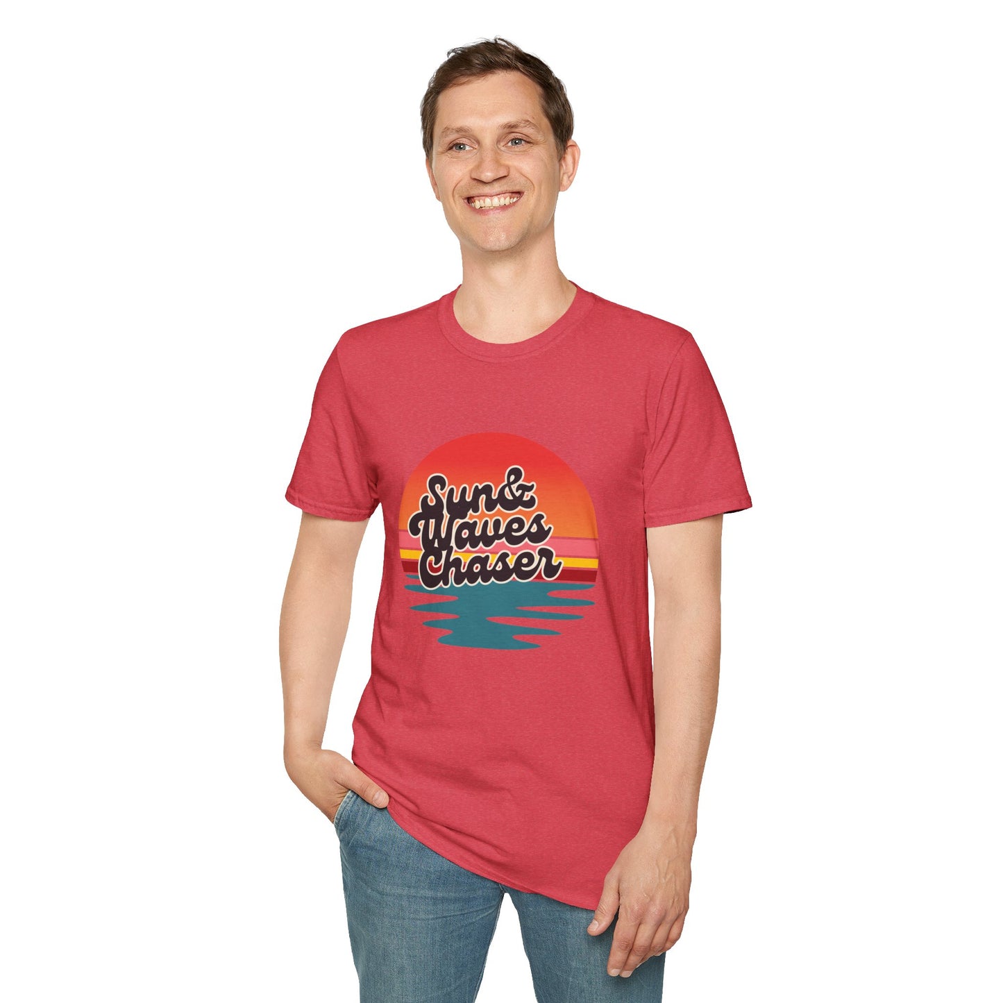 Sun & Waves Chaser T-Shirt, Beach Surf Tee for Men, Beach Surf Tee for Women, Ocean Lover Gift, Summer Vacation Apparel, Summer T-shirt