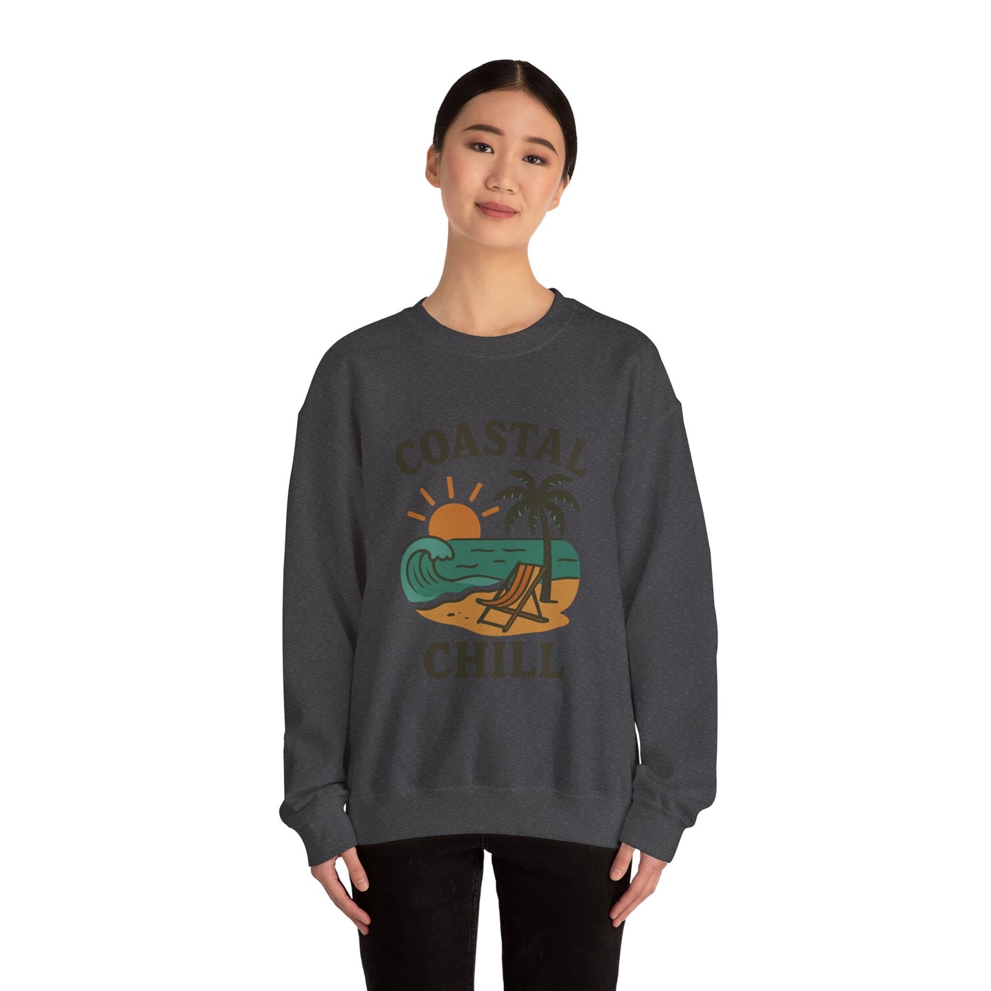 Coastal Chill Crewneck Sweatshirt - Perfect for Beach Lovers, Summer Vibes, Relaxation, Gifts, Outdoor Adventures