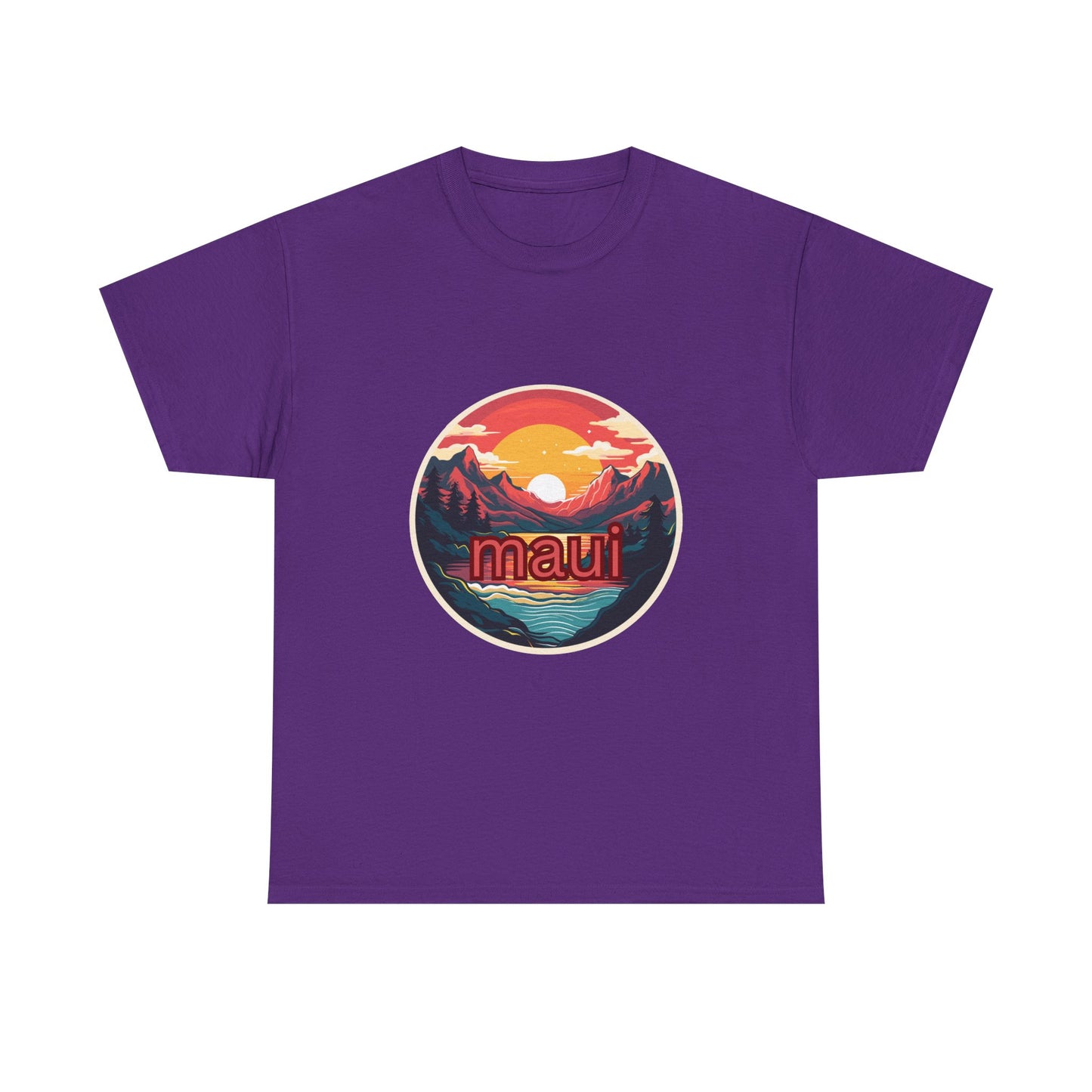 Maui Sunset Unisex Cotton Tee, Casual Wear, Vacation T-Shirt, Beachwear, Gift for Travelers, Summer Style