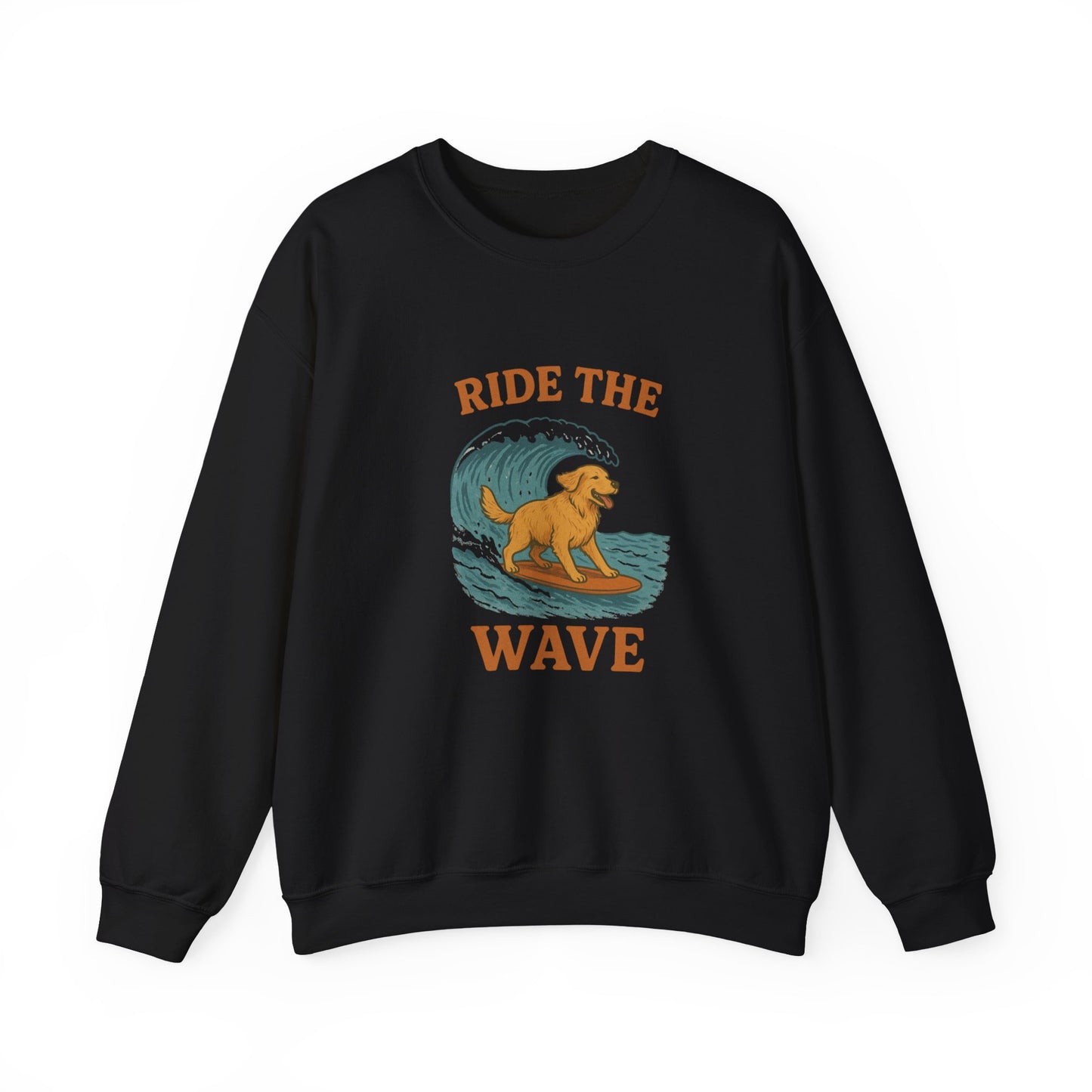 Ride the Wave Dog Sweatshirt, Unisex Crewneck, Pet Lover Gift, Coastal Vibes Apparel, Casual Beachwear, Dog Owner Gift