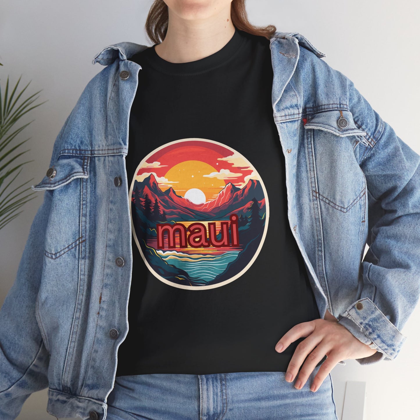 Maui Sunset Unisex Cotton Tee, Casual Wear, Vacation T-Shirt, Beachwear, Gift for Travelers, Summer Style
