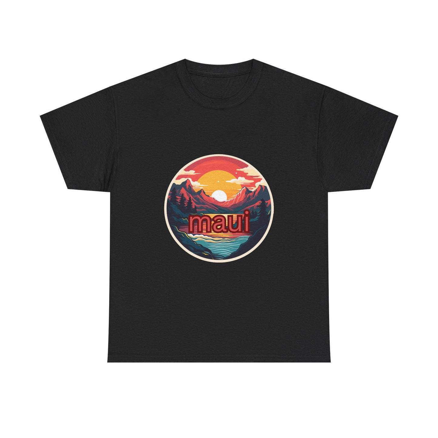 Maui Sunset Unisex Cotton Tee, Casual Wear, Vacation T-Shirt, Beachwear, Gift for Travelers, Summer Style