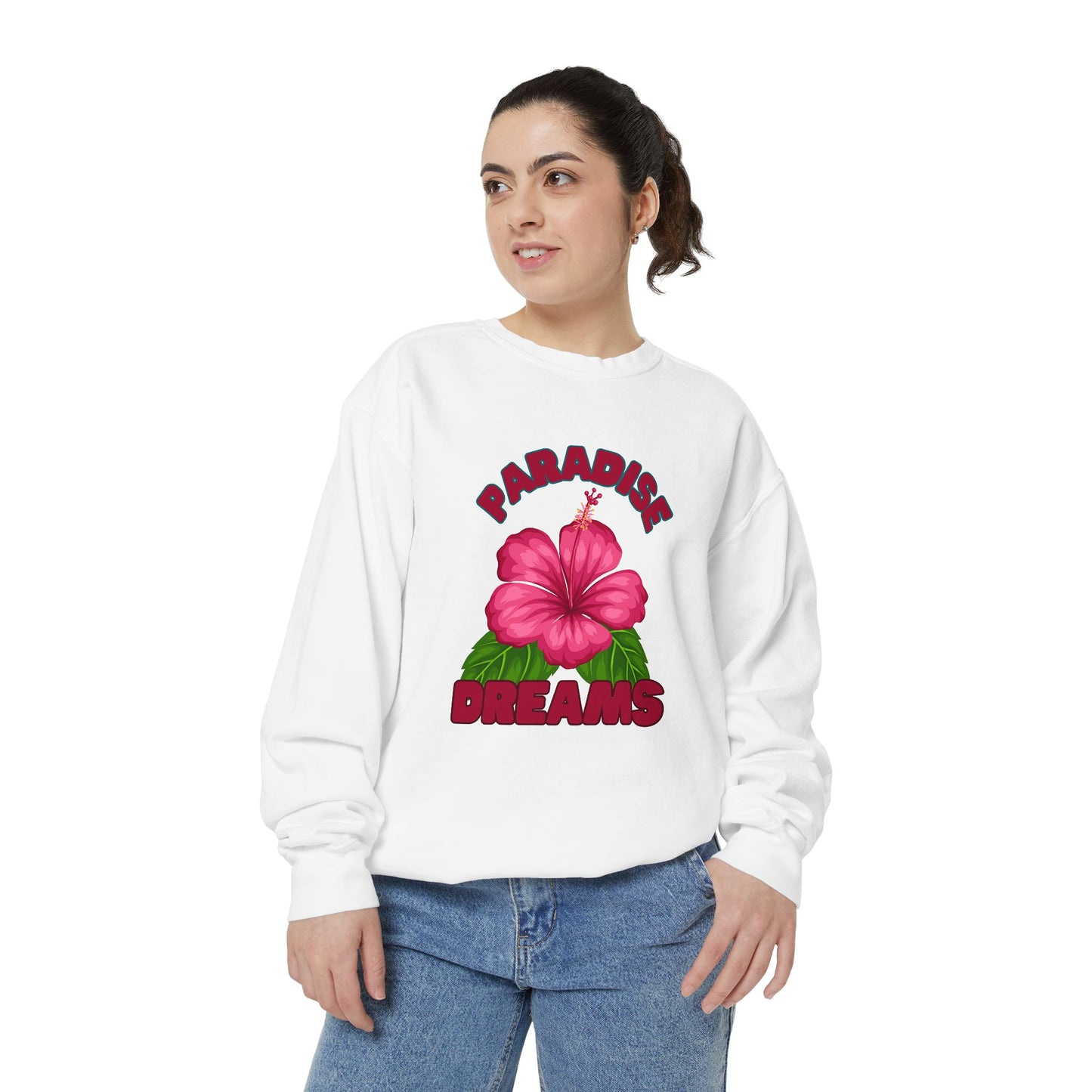 Paradise Dreams Sweatshirt, Comfort Wear, Relaxed Fit, Summer Fashion, Beach Vibes, Gift for Nature Lovers
