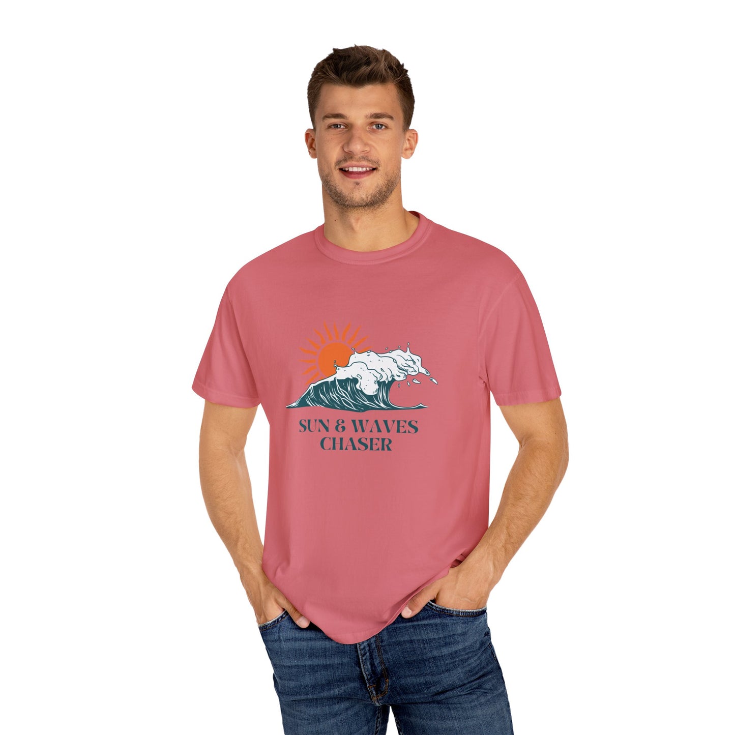 Sun & Waves Chaser Unisex T-Shirt, Beach Vibes Shirt, Summer Casual Wear, Surfing Apparel, Gift for Ocean Lovers