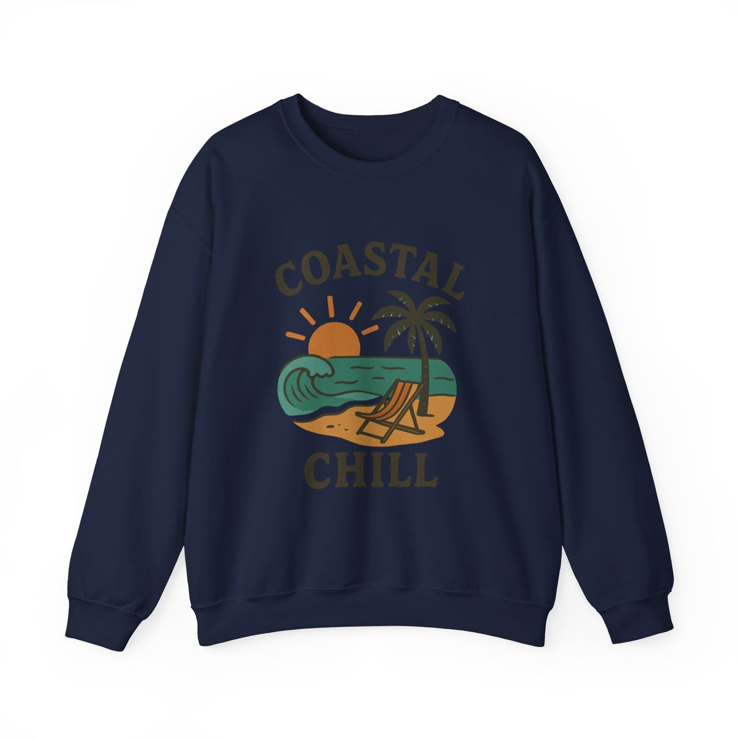 Coastal Chill Crewneck Sweatshirt - Perfect for Beach Lovers, Summer Vibes, Relaxation, Gifts, Outdoor Adventures