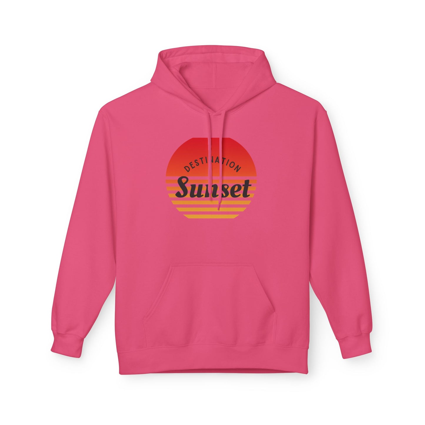 Sunset Destination Hoodie, Unisex Midweight Fleece Hoodie for Beach Lovers, Cozy Autumn Sweatshirt, Gift for Travelers, Summer Vibes Apparel