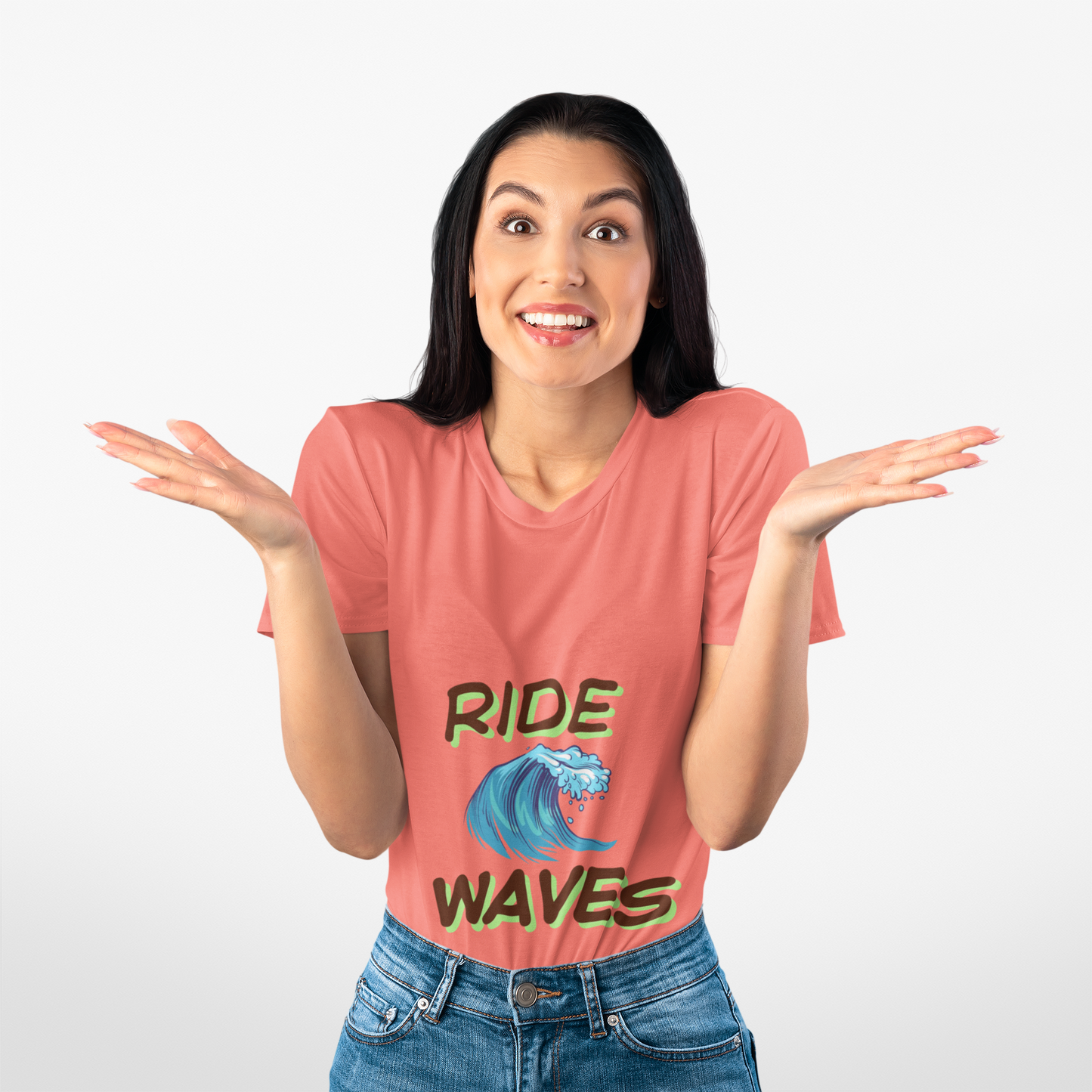 Ride Waves T-Shirt, Women's T-shirt, surfer life, beach life, salt and sand, vacation tees