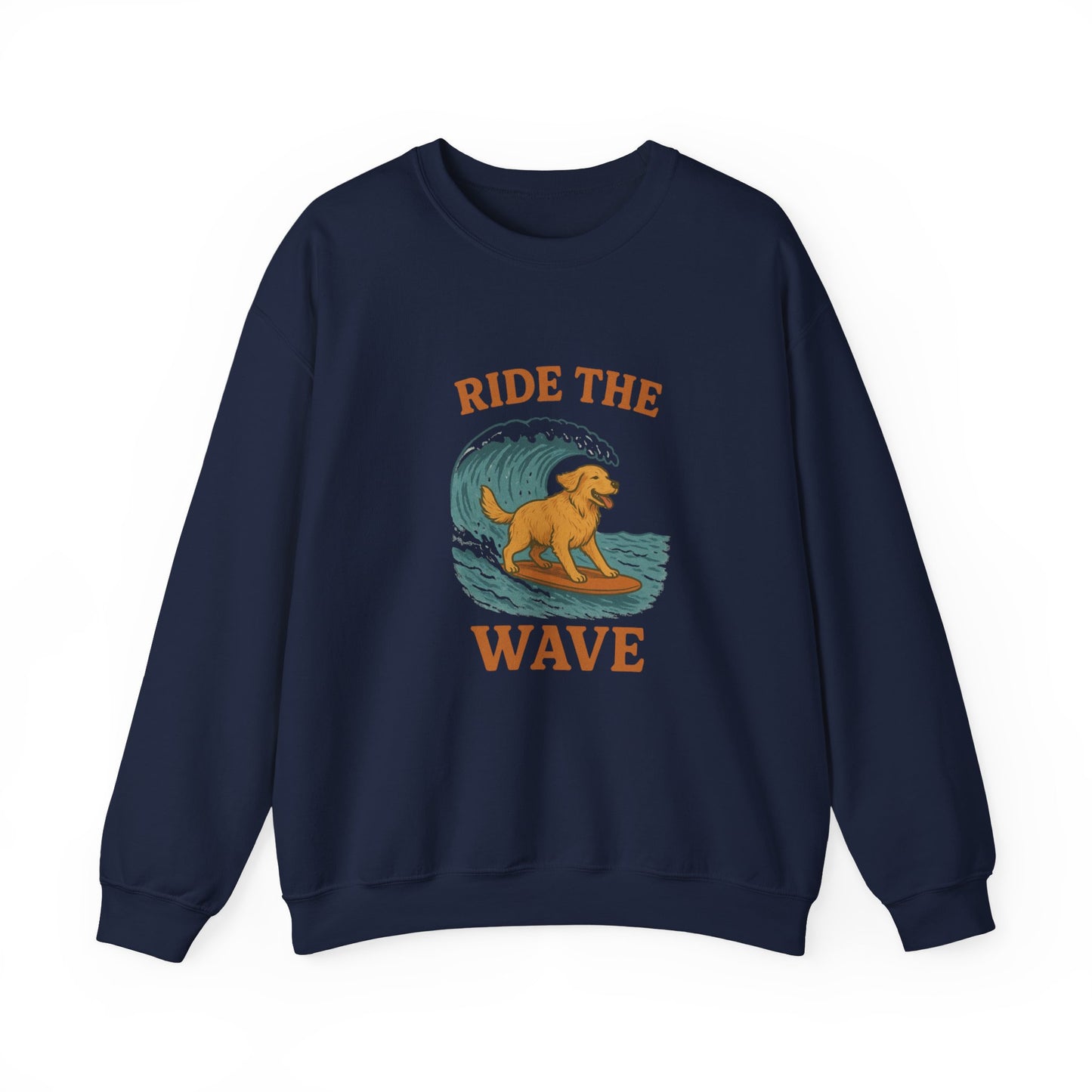 Ride the Wave Dog Sweatshirt, Unisex Crewneck, Pet Lover Gift, Coastal Vibes Apparel, Casual Beachwear, Dog Owner Gift