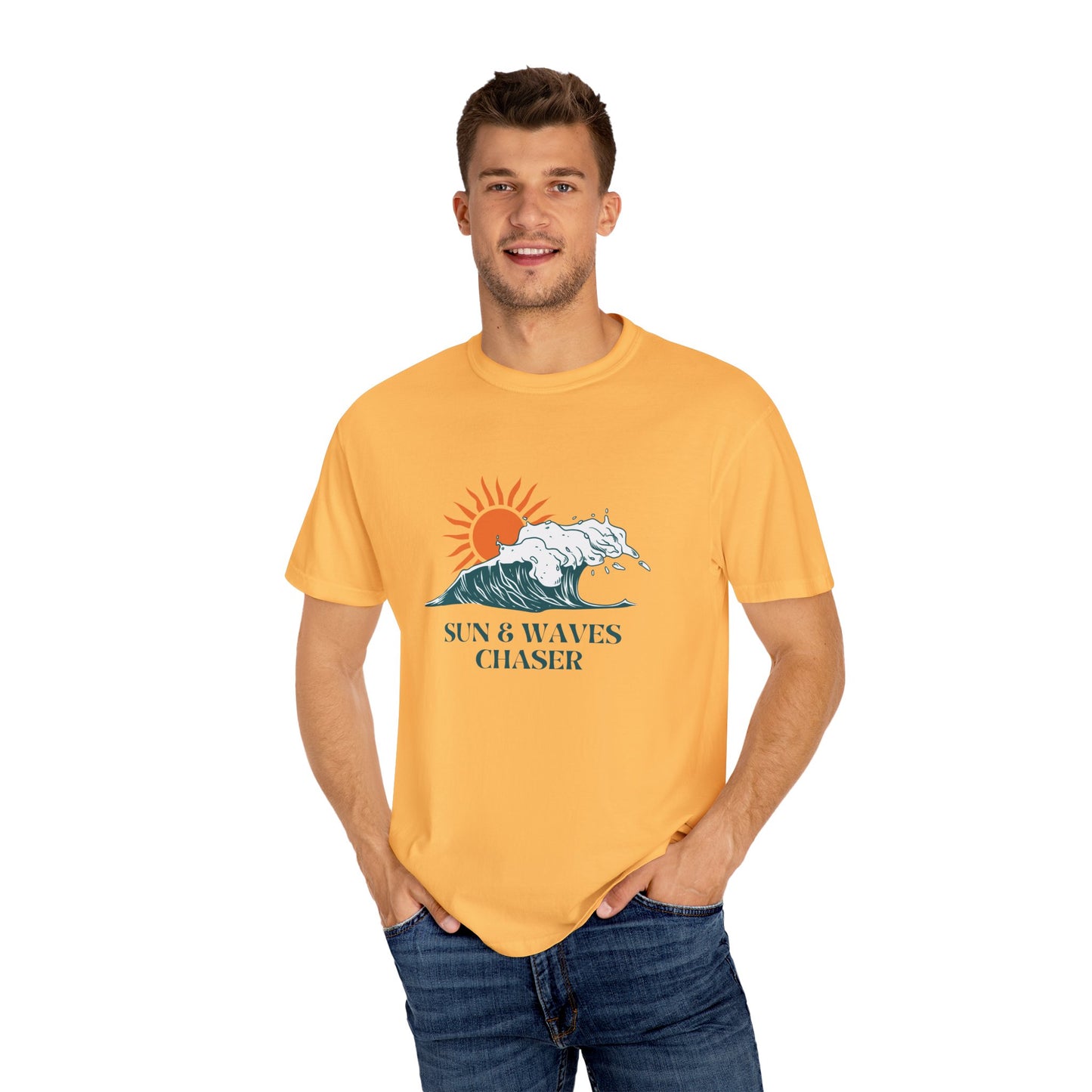 Sun & Waves Chaser Unisex T-Shirt, Beach Vibes Shirt, Summer Casual Wear, Surfing Apparel, Gift for Ocean Lovers