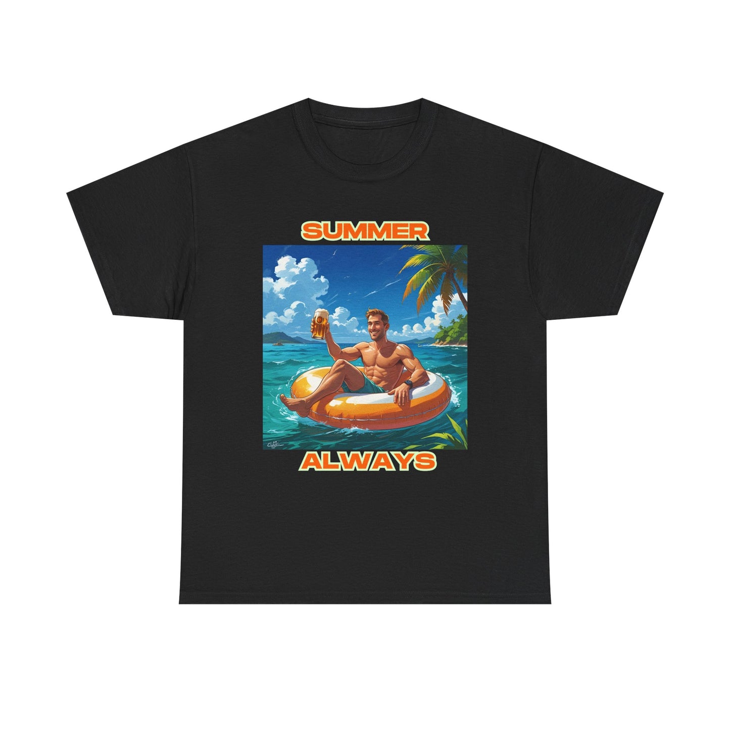 Summer Always Men's T-shirt, fun t-shirt, silly tees, beach style, relaxing mode