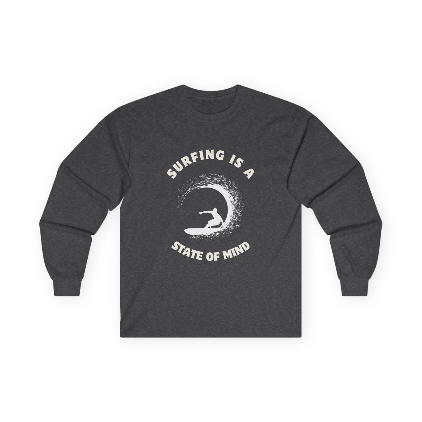 Surfing Spirit Long Sleeve Tee, Surf T-Shirt, Beachwear, Casual Wear, Gift for Surfers, Ocean Lover Tee.