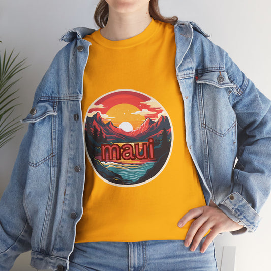 Maui Sunset Unisex Cotton Tee, Casual Wear, Vacation T-Shirt, Beachwear, Gift for Travelers, Summer Style