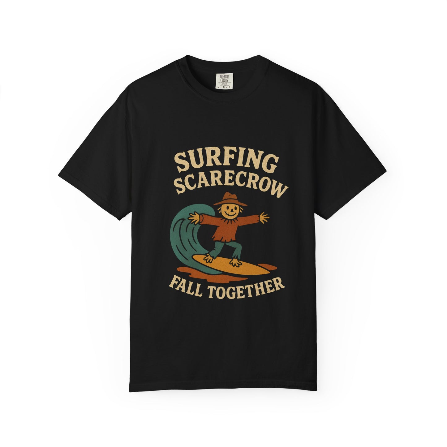 Surfing Scarecrow Unisex T-shirt - Vintage Fall Vibe, Perfect for Beach Days, Casual Outfits, Halloween, and Gifts